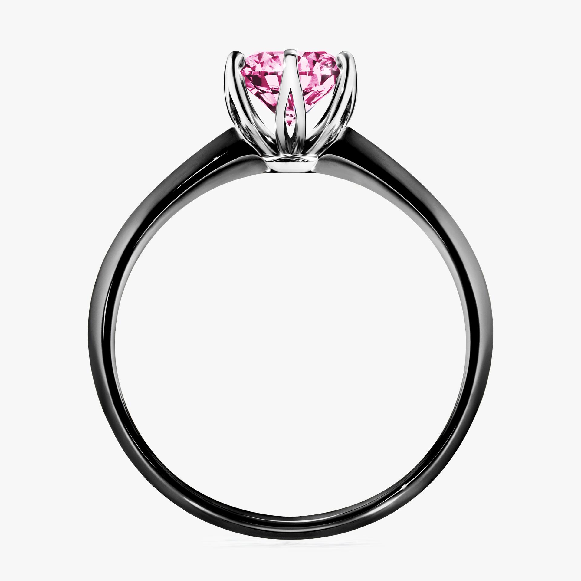 Pierścionek zaręczynowy My Daisy z czarnego złota z różowym diamentem 0,80ct