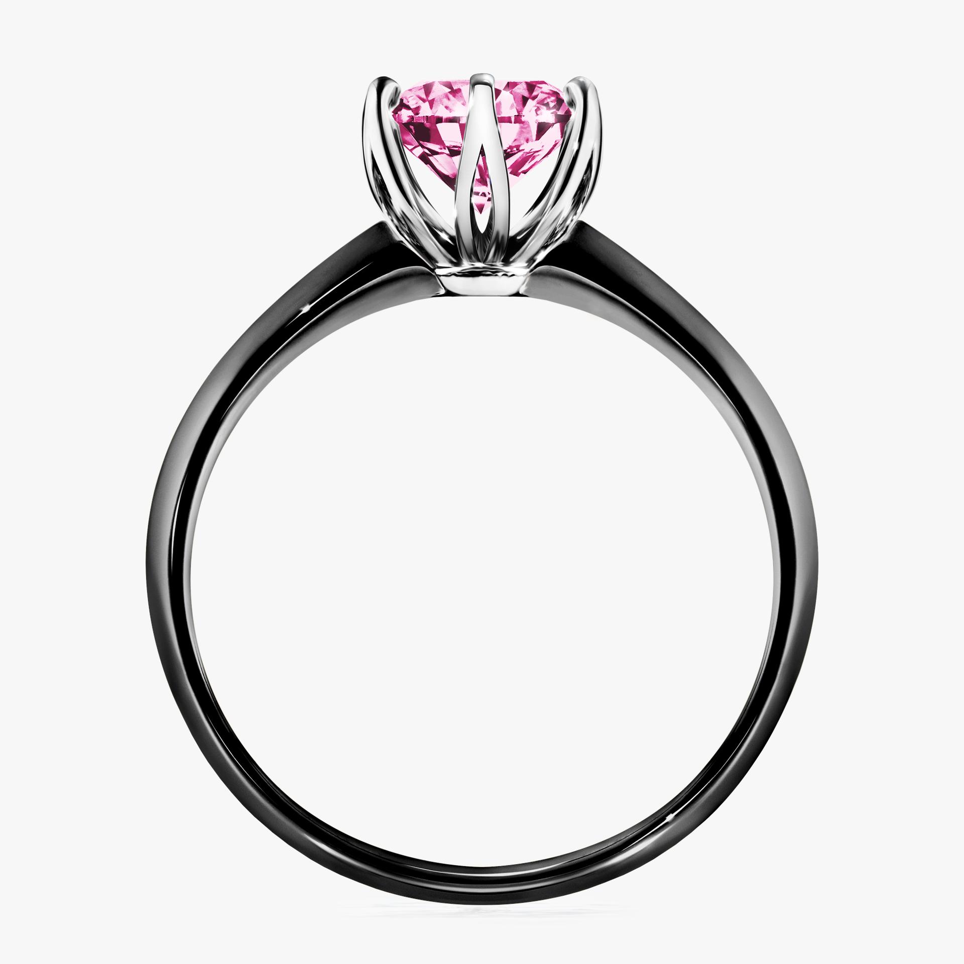 Pierścionek zaręczynowy My Daisy z czarnego złota z różowym diamentem 1,00ct