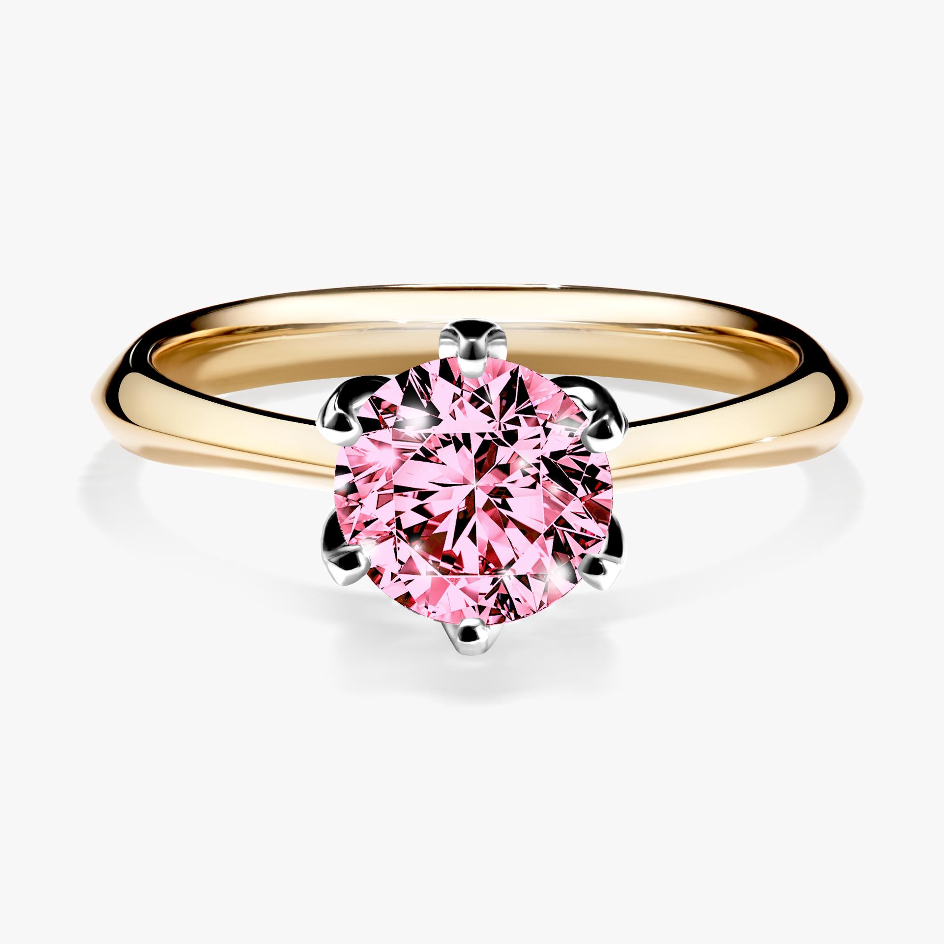 Pierscionek zareczynowy z diamentem rozowy 100 CT z zoltego zlota my daisy 01