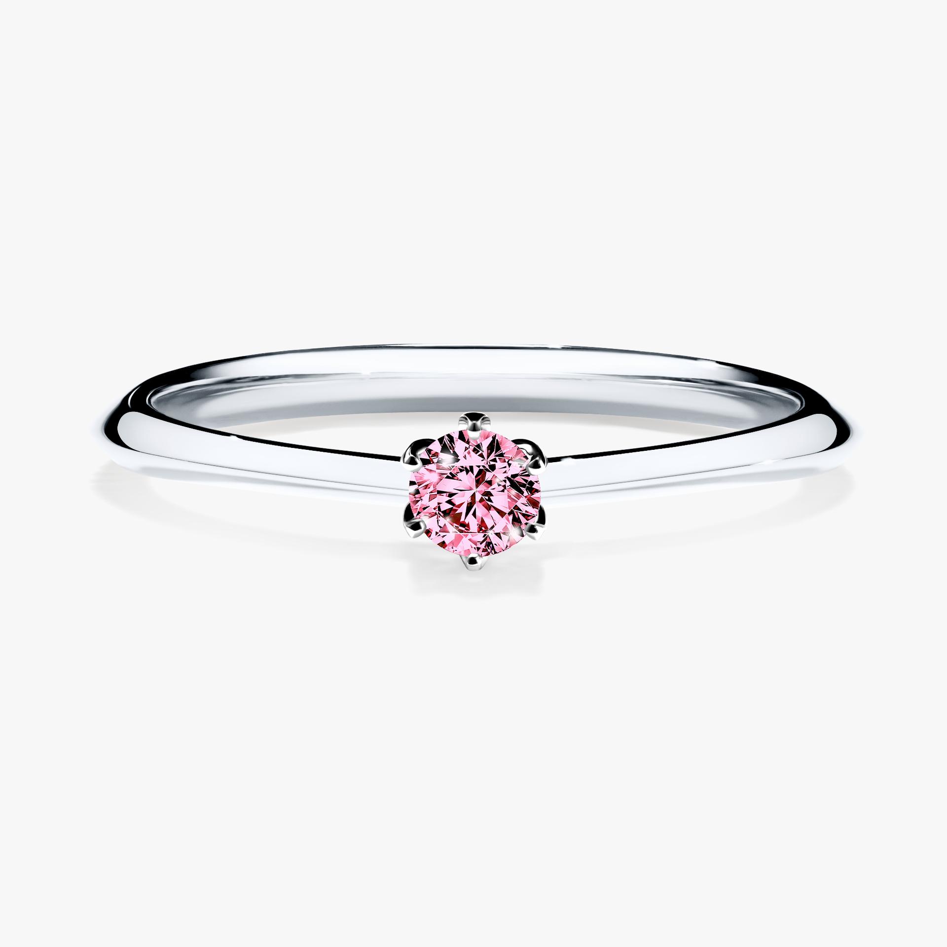 Pierscionek zareczynowy z diamentem rozowym 010 CT z bialego zlota my daisy 01