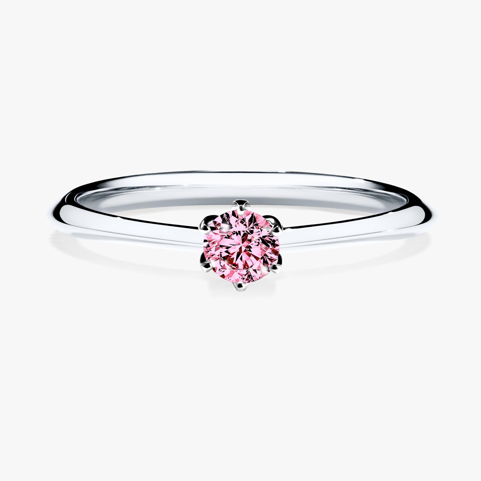 Pierścionek zaręczynowy My Daisy z białego złota z różowym diamentem 0,17ct