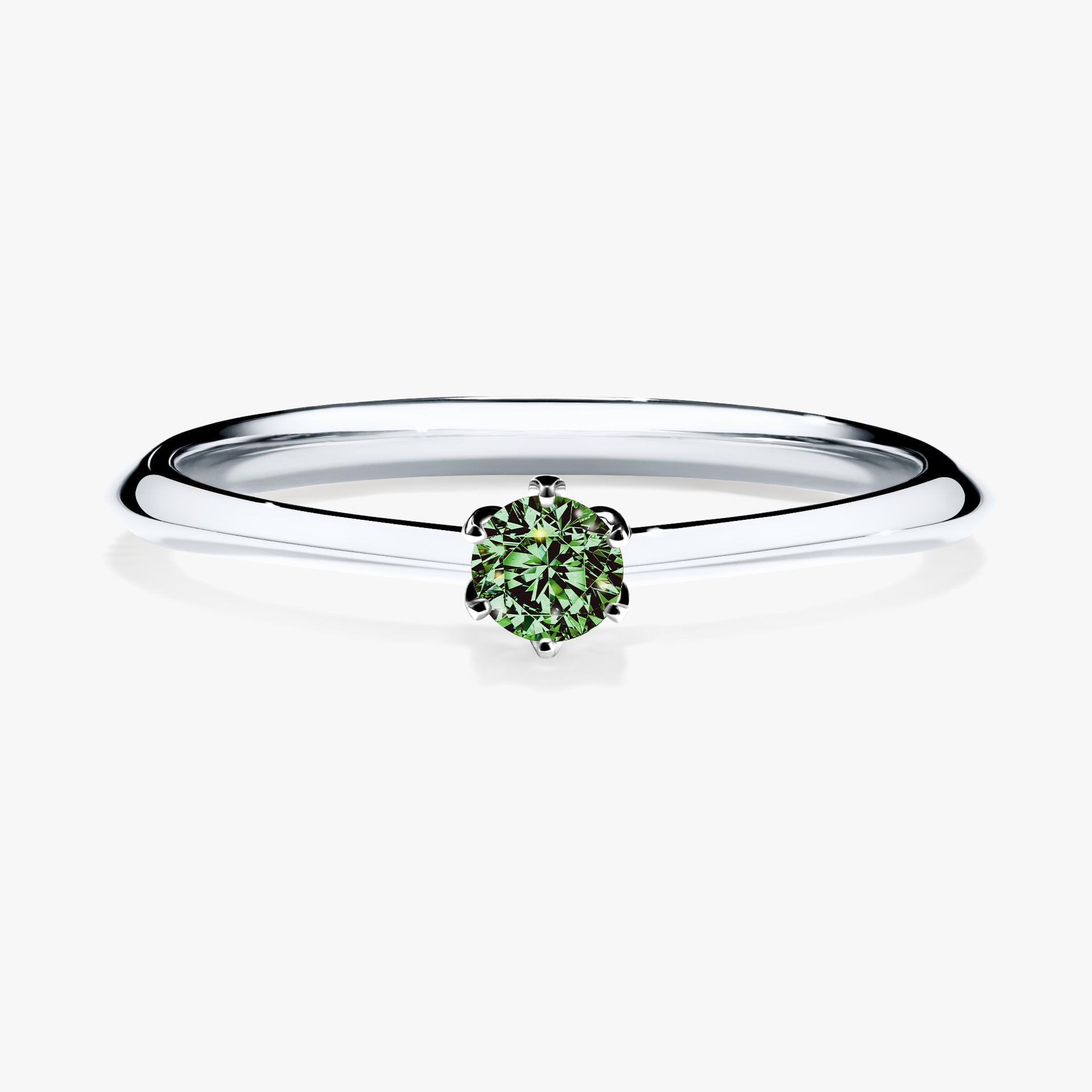 Pierscionek zareczynowy z diamentem zielony_ciemny 010 CT z bialego zlota my daisy 01