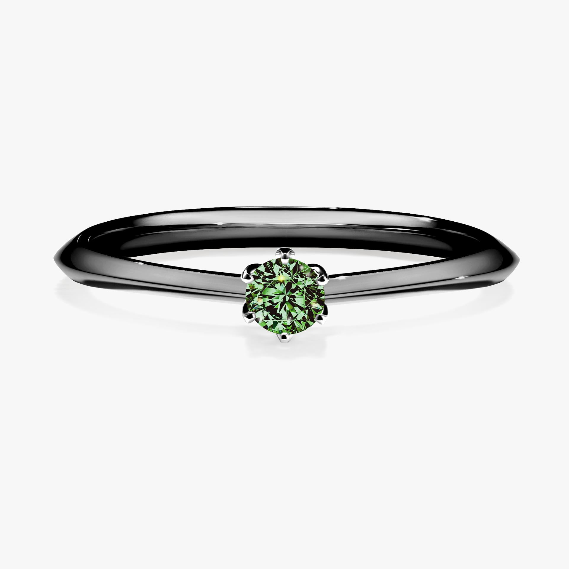 Pierscionek zareczynowy z diamentem zielony_ciemny 010 CT z czarnego zlota my daisy 01
