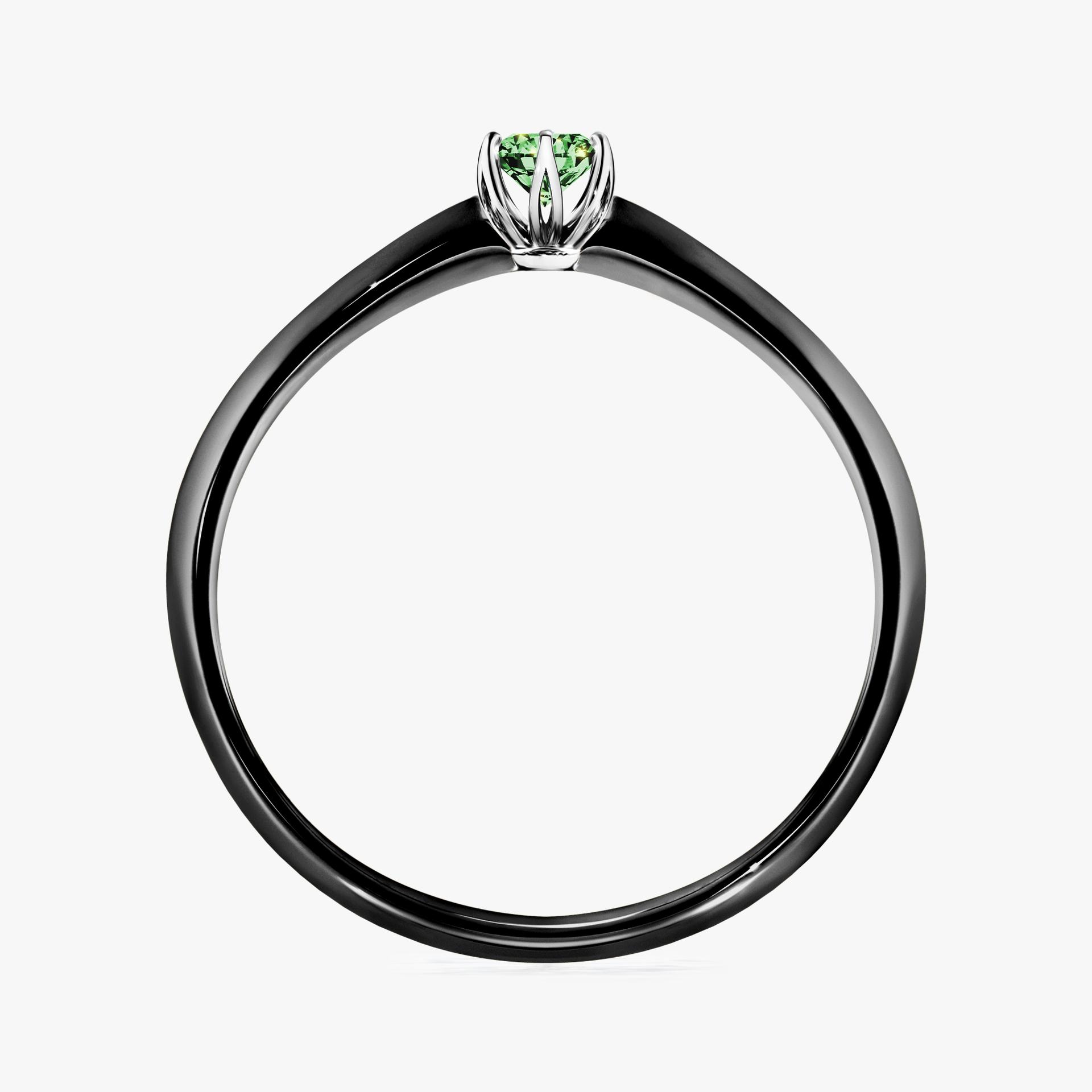 Pierscionek zareczynowy z diamentem zielony_ciemny 010 CT z czarnego zlota my daisy 02