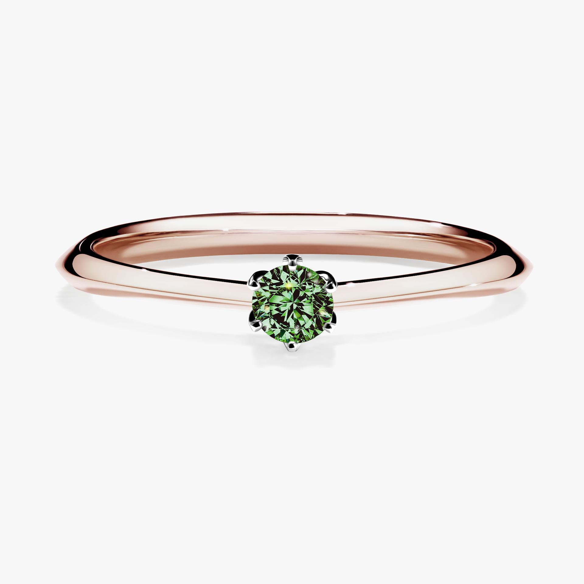 Pierscionek zareczynowy z diamentem zielony_ciemny 010 CT z rozowego zlota my daisy 01