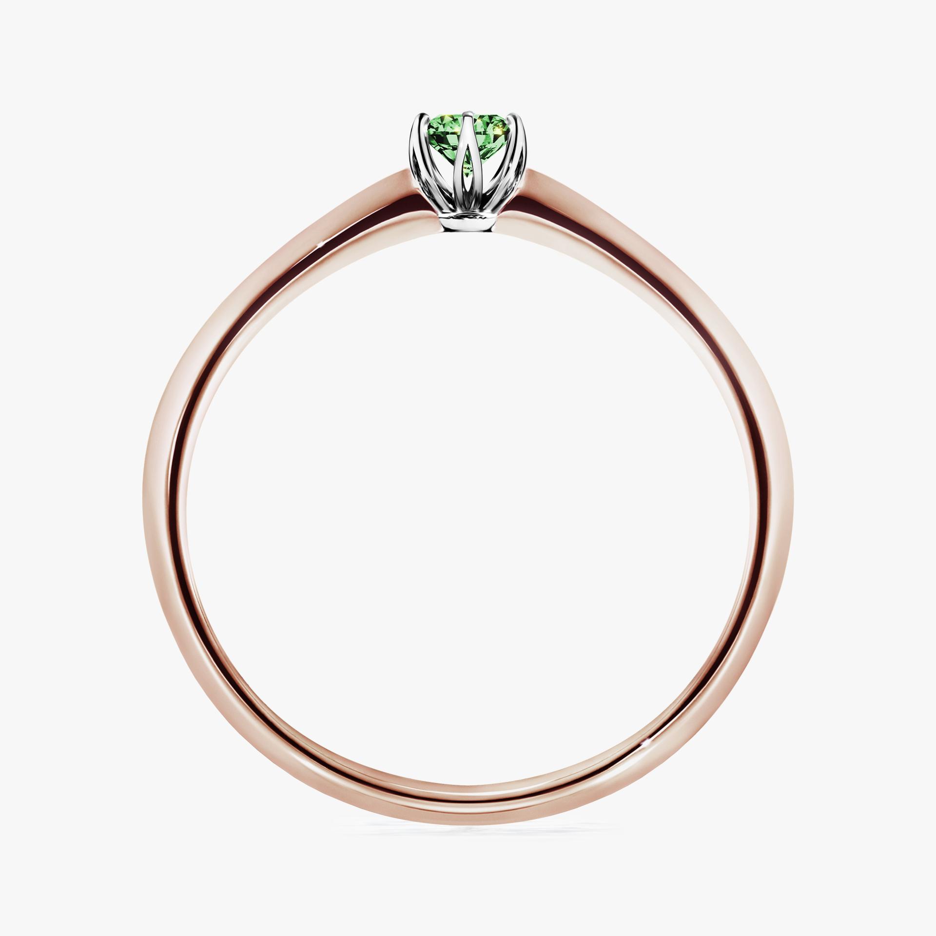 Pierscionek zareczynowy z diamentem zielony_ciemny 010 CT z rozowego zlota my daisy 02