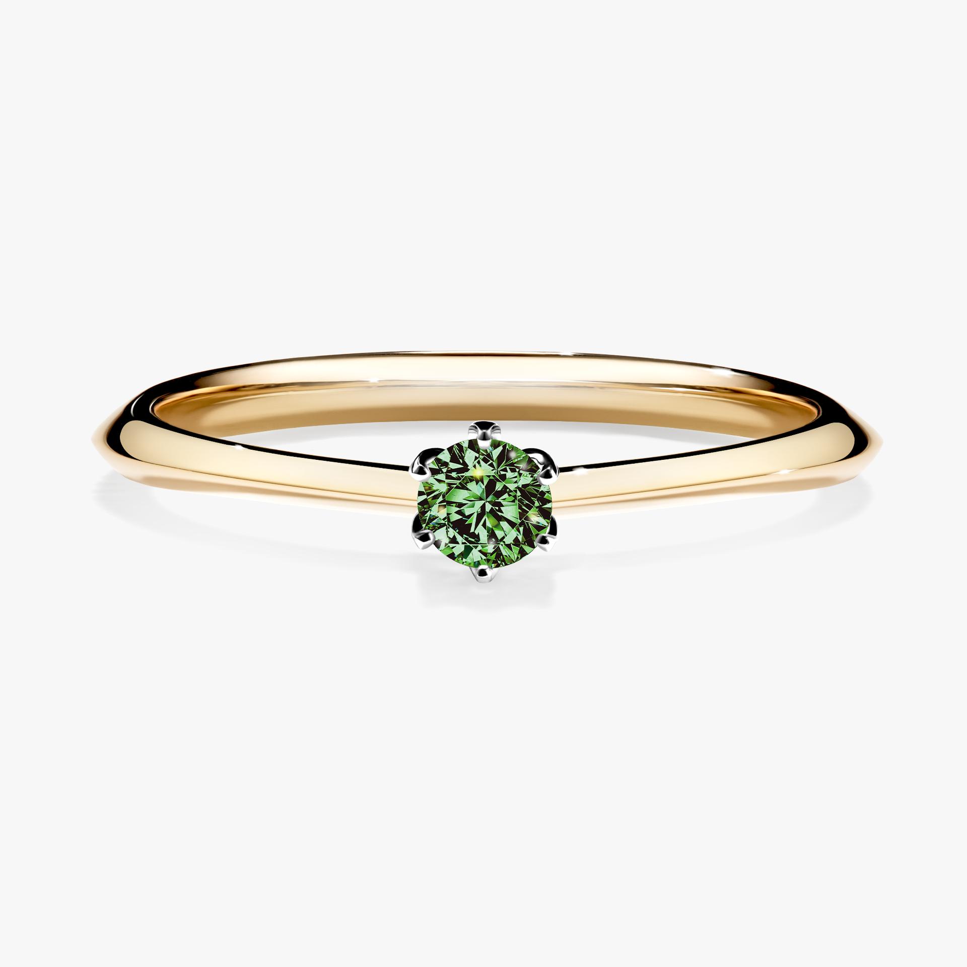 Pierscionek zareczynowy z diamentem zielony_ciemny 010 CT z zoltego zlota my daisy 01