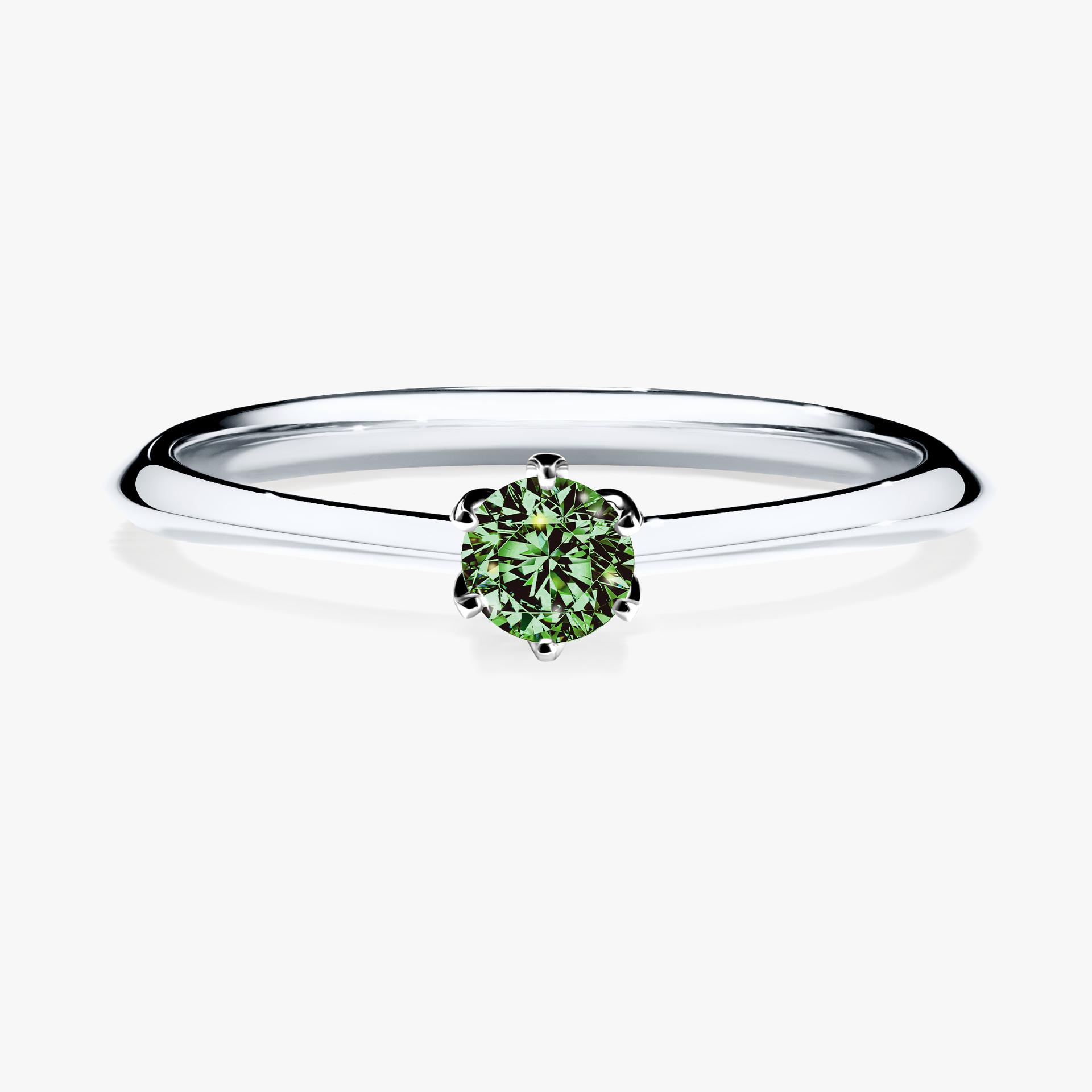 Pierscionek zareczynowy z diamentem zielony_ciemny 017 CT z bialego zlota my daisy 01