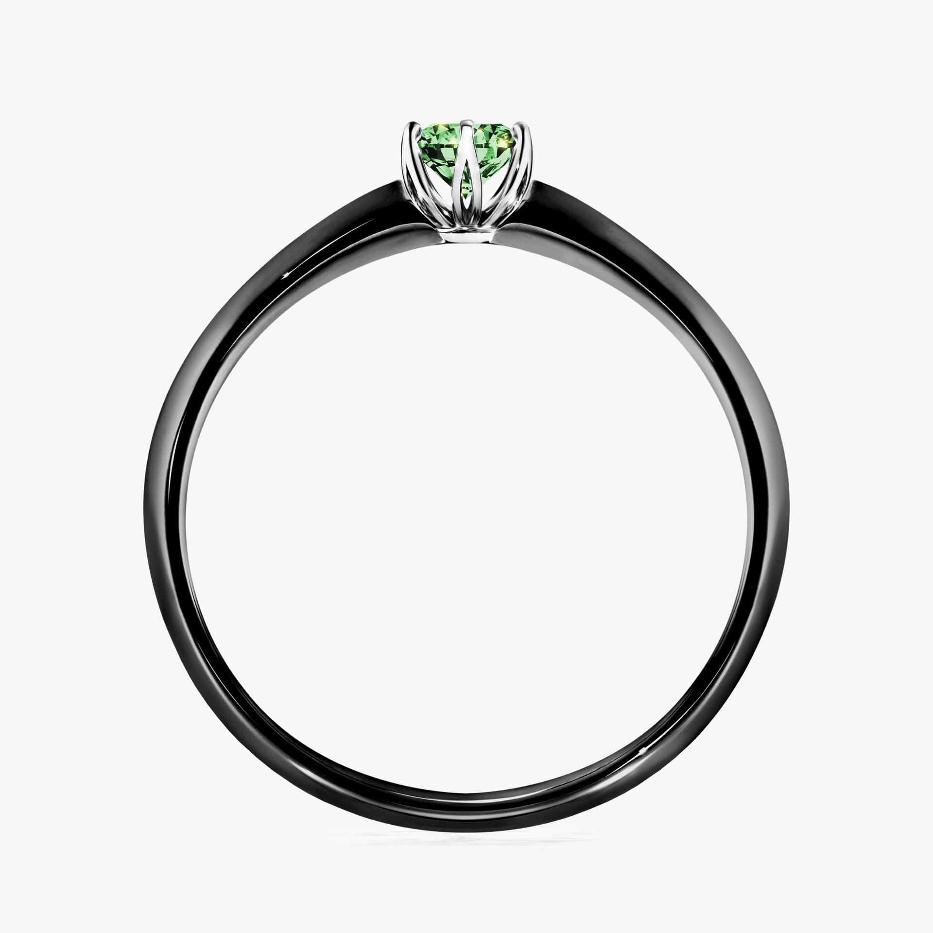 Pierscionek zareczynowy z diamentem zielony_ciemny 017 CT z czarnego zlota my daisy 02