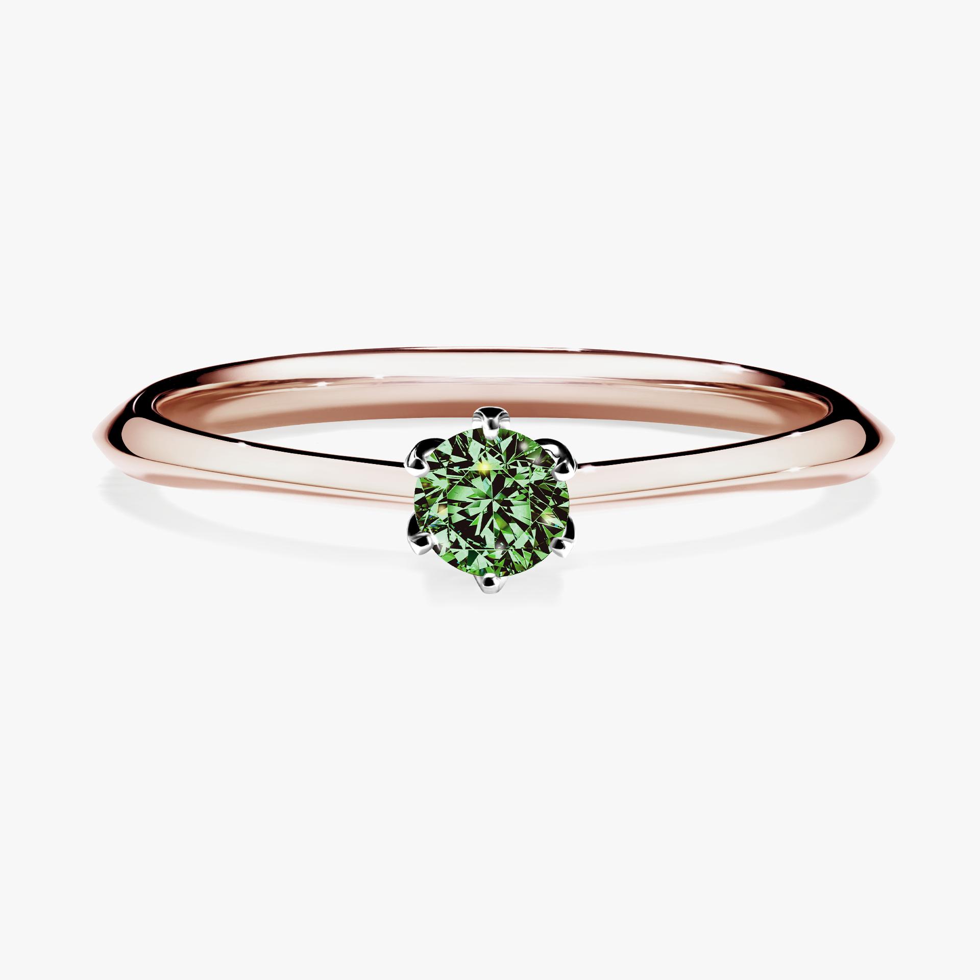 Pierscionek zareczynowy z diamentem zielony_ciemny 017 CT z rozowego zlota my daisy 01