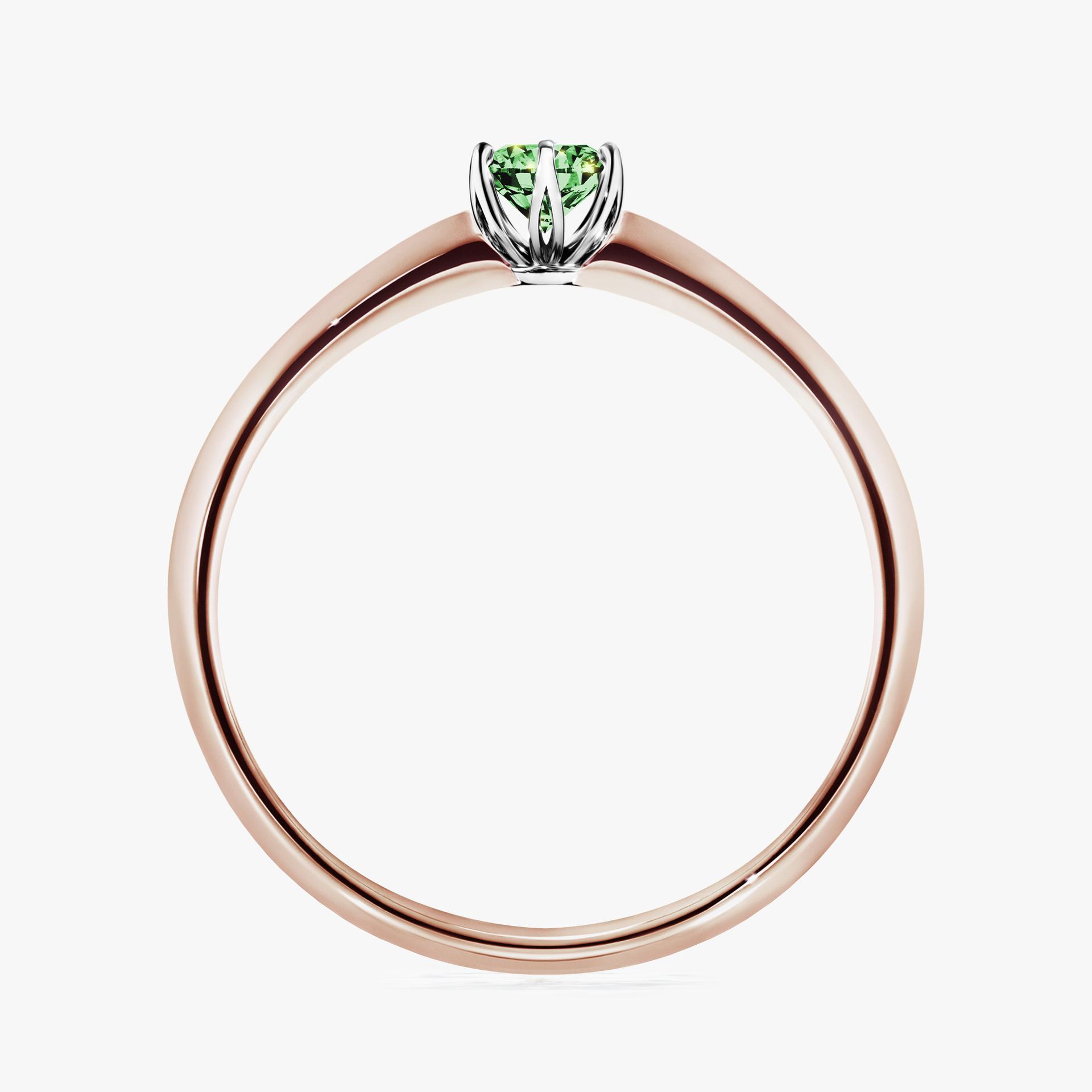 Pierscionek zareczynowy z diamentem zielony_ciemny 017 CT z rozowego zlota my daisy 02
