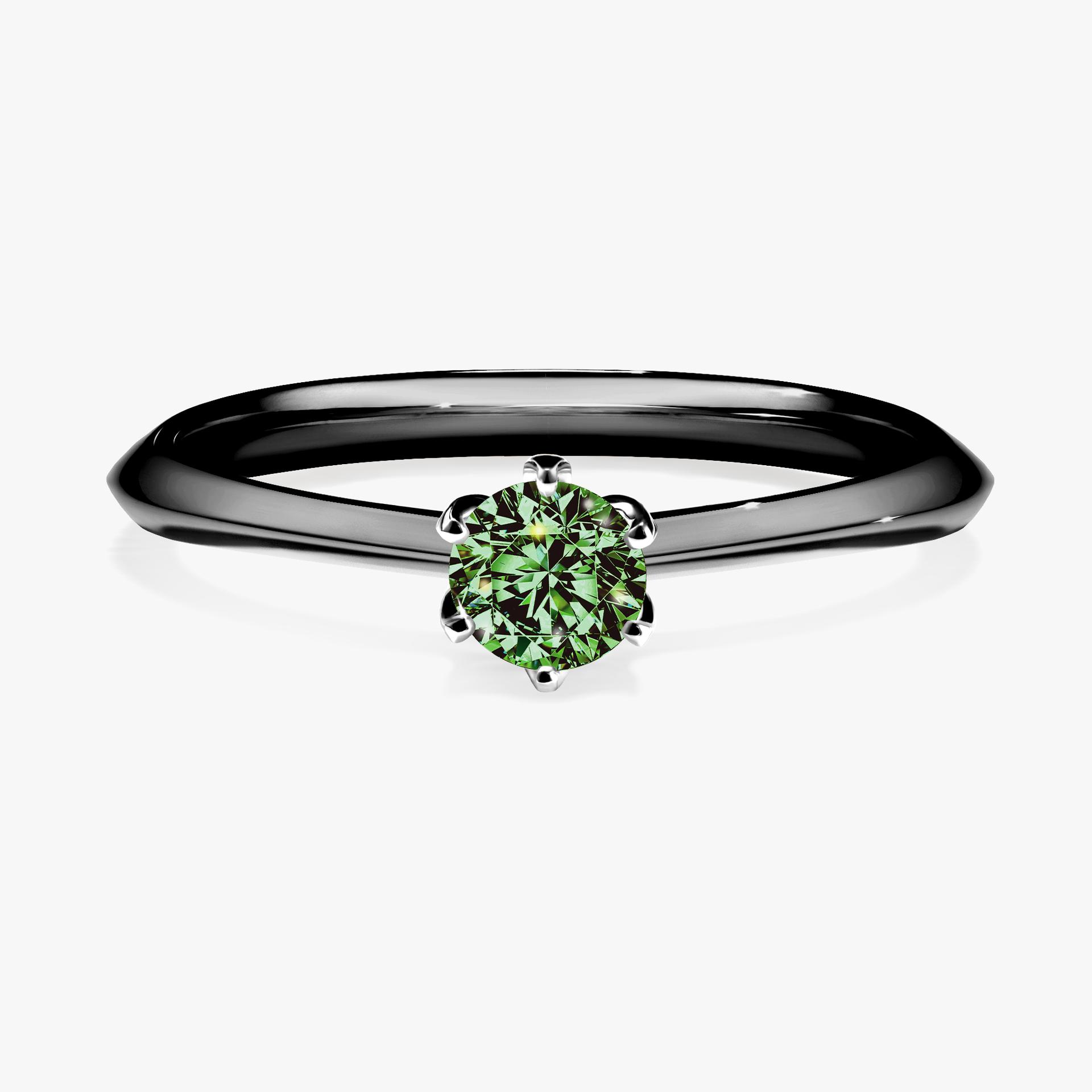 Pierscionek zareczynowy z diamentem zielony_ciemny 025 CT z czarnego zlota my daisy 01