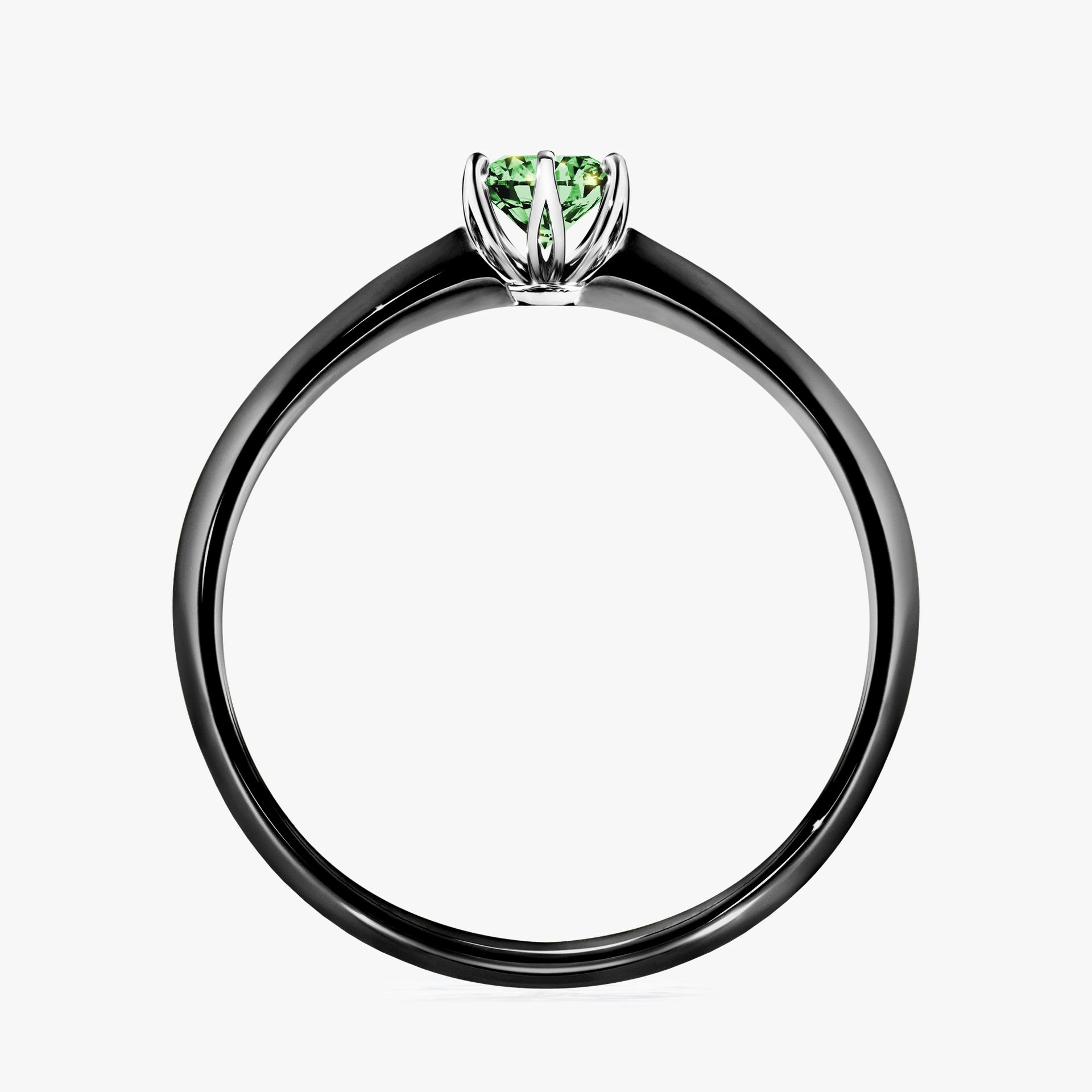 Pierscionek zareczynowy z diamentem zielony_ciemny 025 CT z czarnego zlota my daisy 02