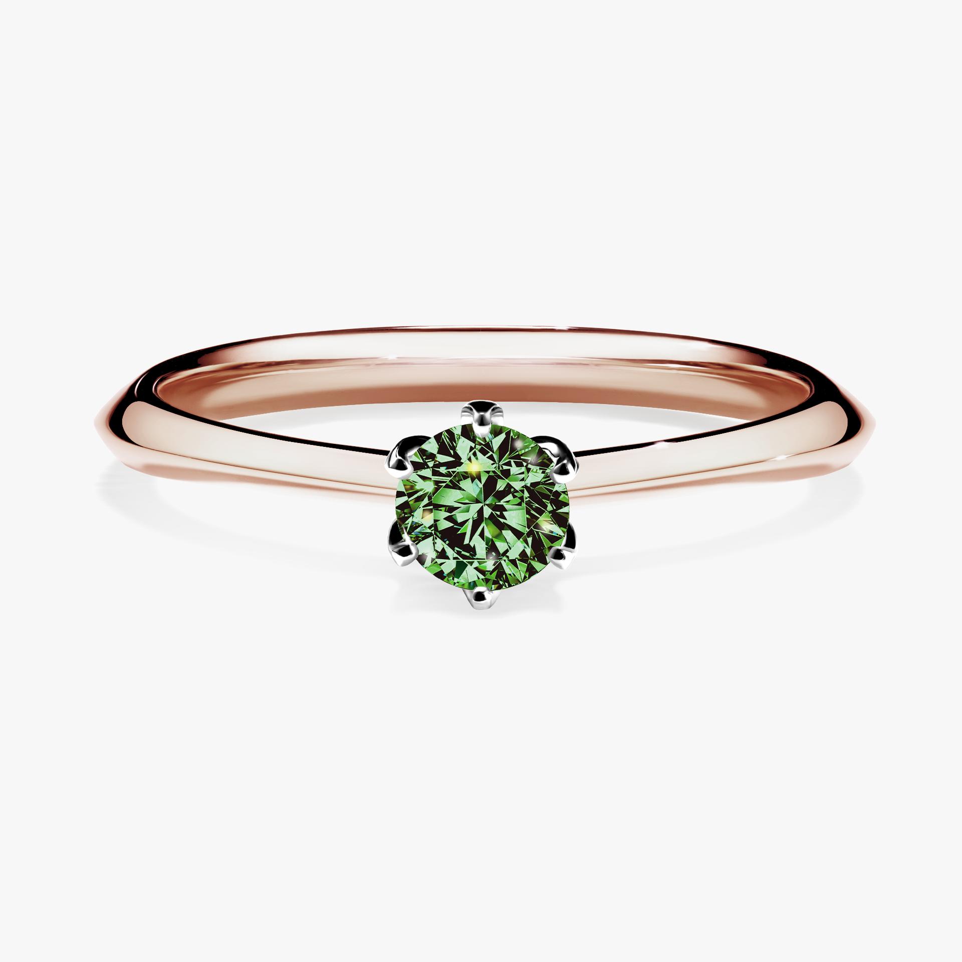 Pierscionek zareczynowy z diamentem zielony_ciemny 025 CT z rozowego zlota my daisy 01
