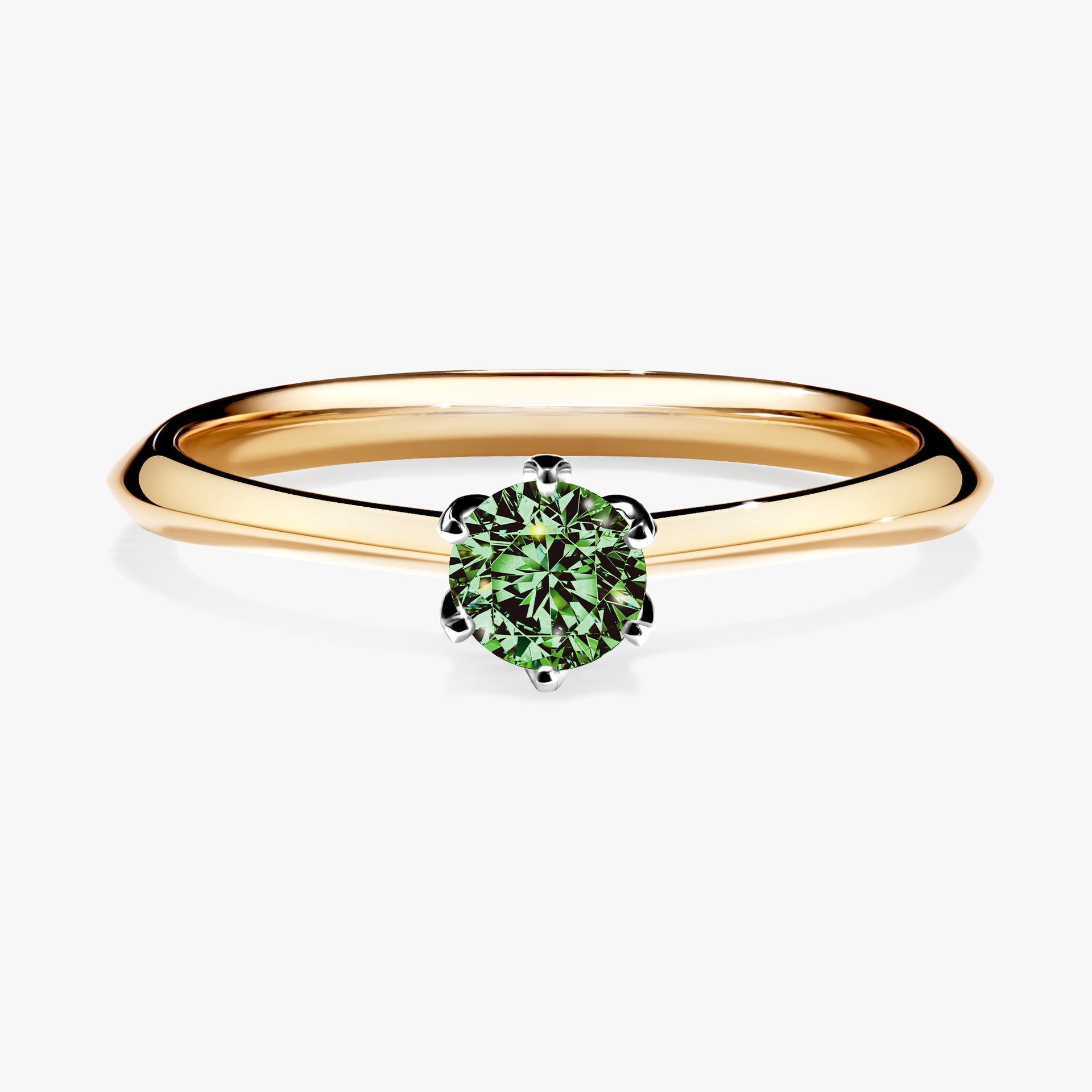 Pierscionek zareczynowy z diamentem zielony_ciemny 025 CT z zoltego zlota my daisy 01