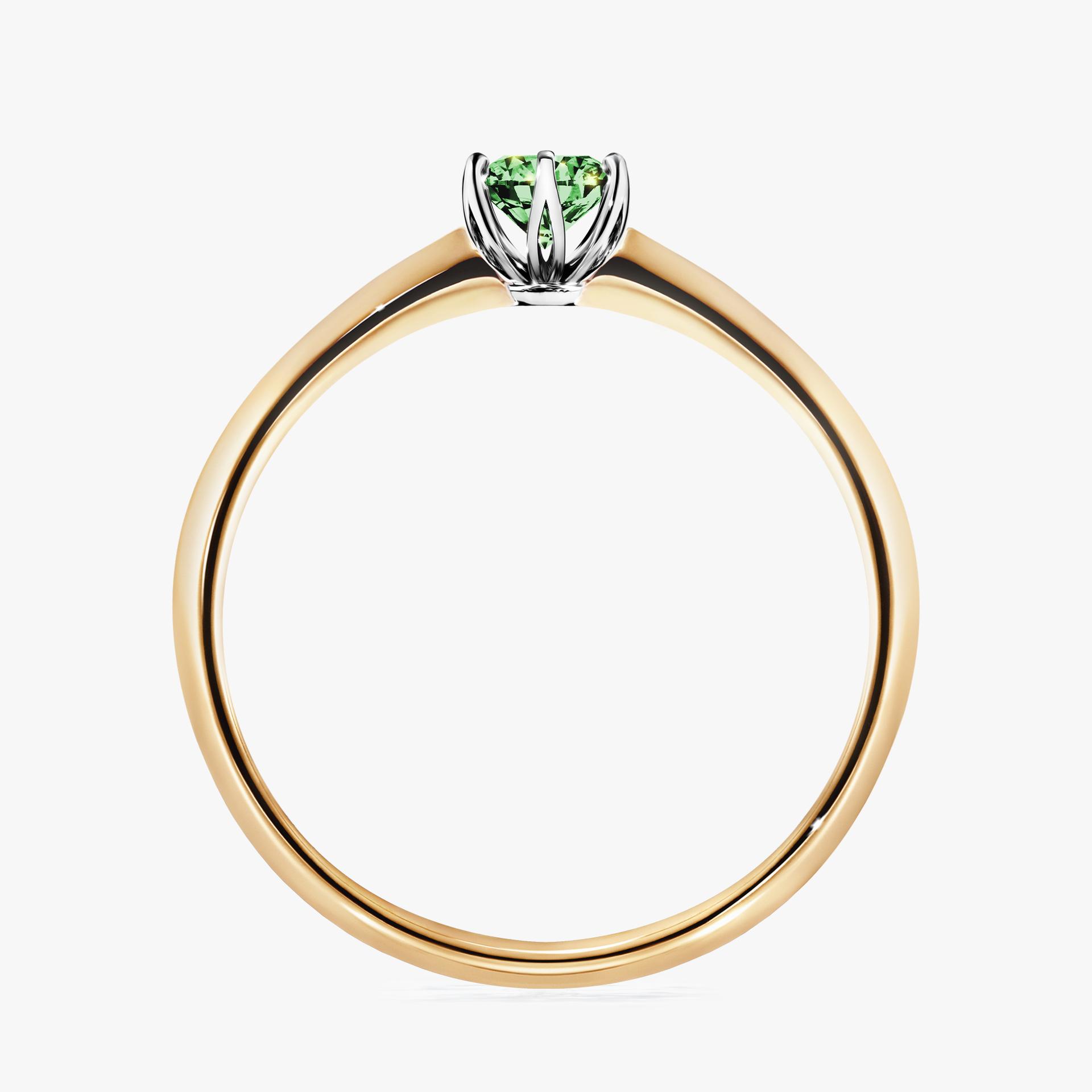 Pierscionek zareczynowy z diamentem zielony_ciemny 025 CT z zoltego zlota my daisy 02