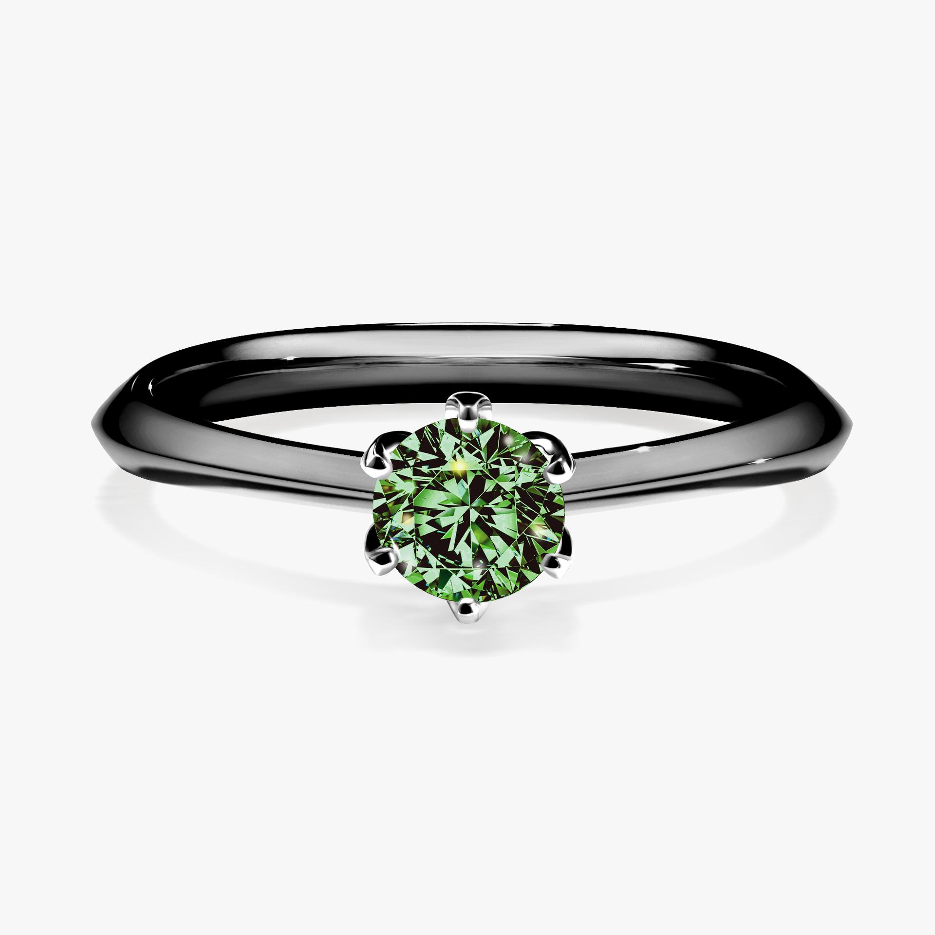 Pierscionek zareczynowy z diamentem zielony_ciemny 030 CT z czarnego zlota my daisy 01
