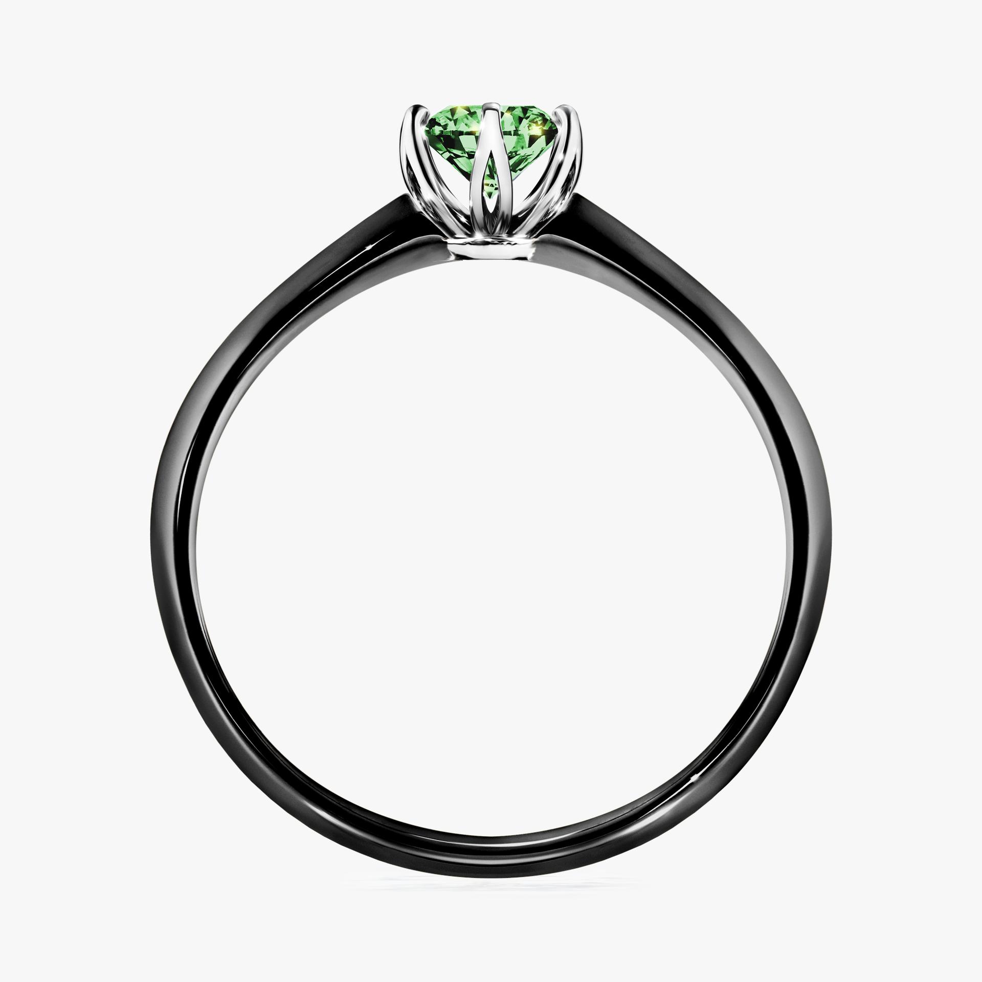 Pierscionek zareczynowy z diamentem zielony_ciemny 030 CT z czarnego zlota my daisy 02