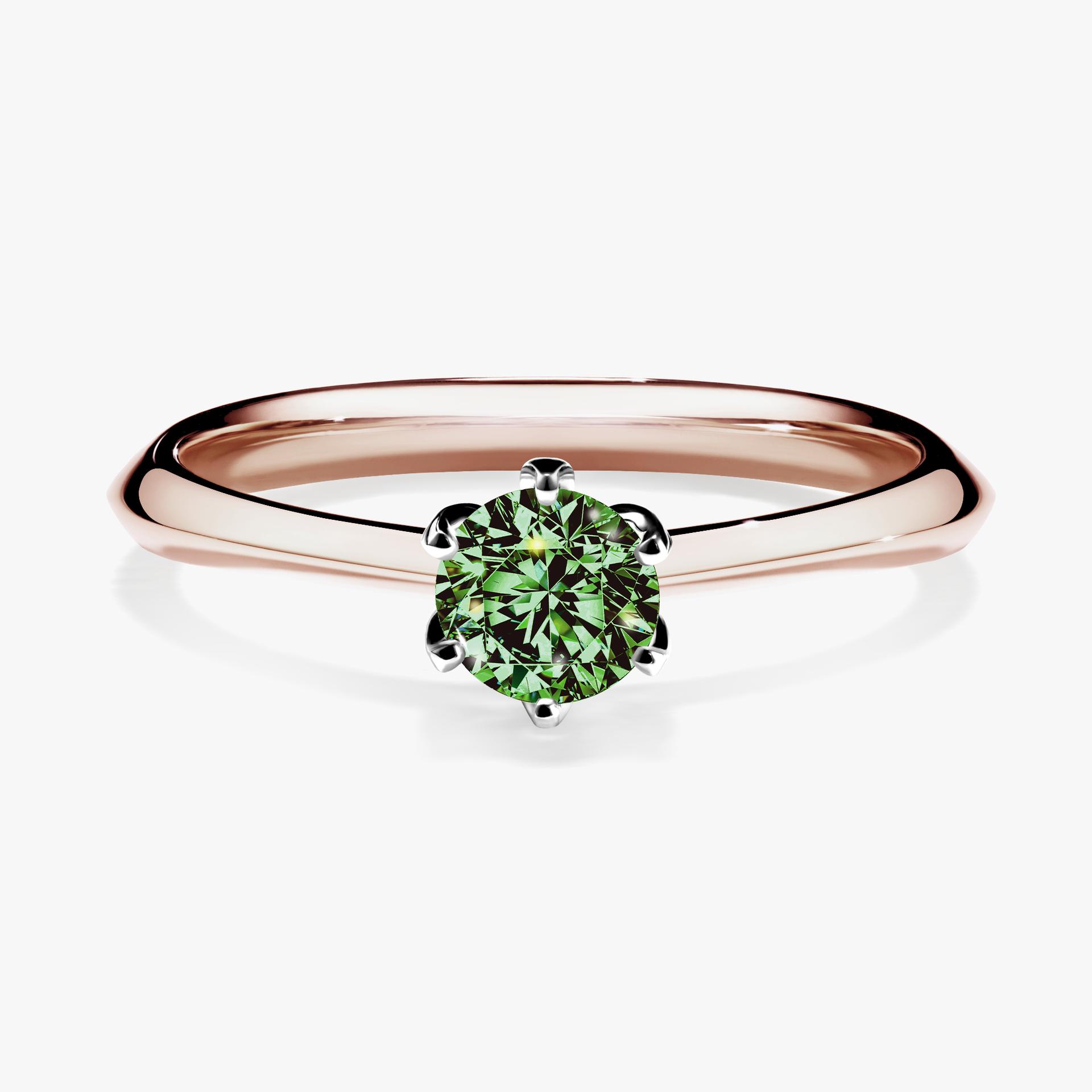 Pierscionek zareczynowy z diamentem zielony_ciemny 030 CT z rozowego zlota my daisy 01