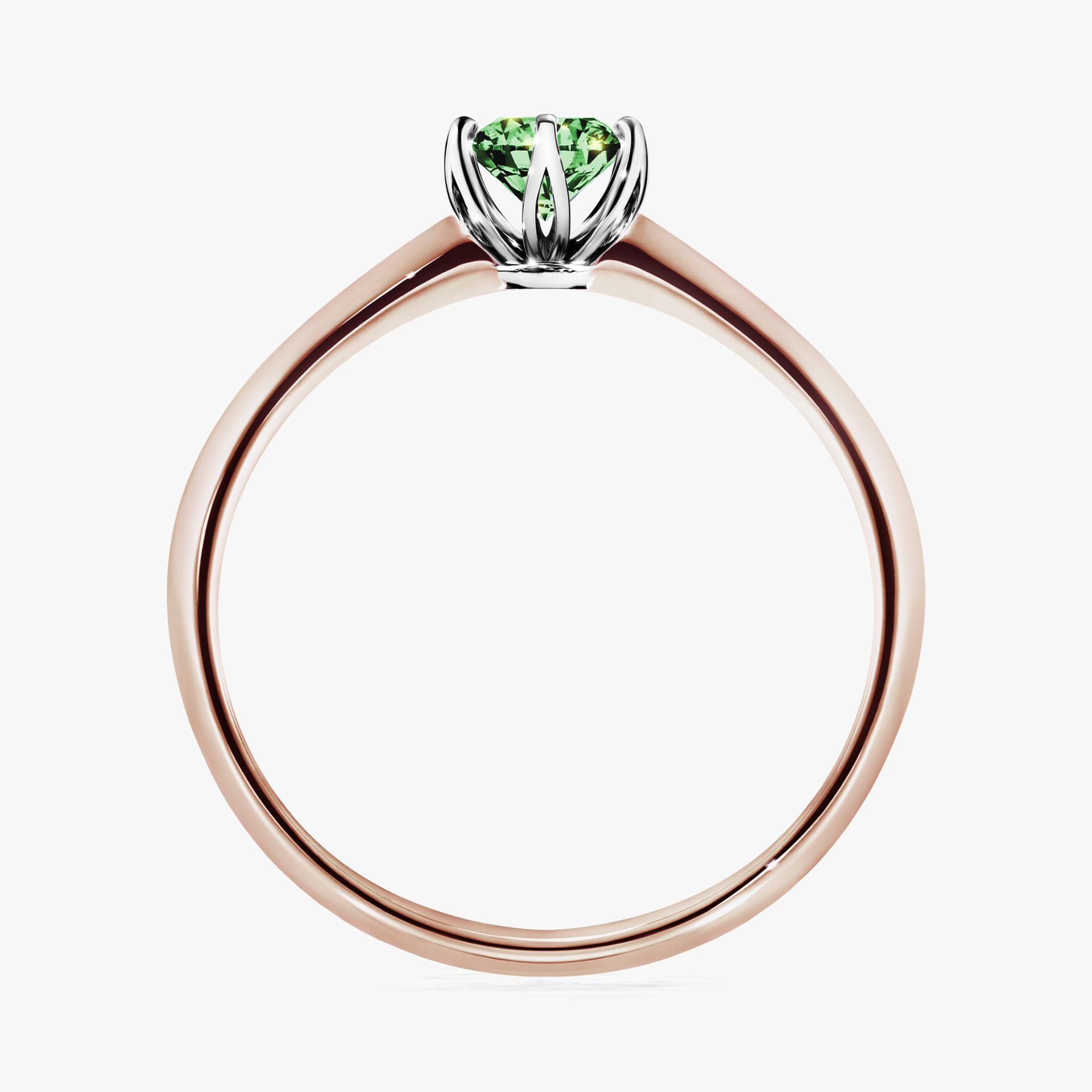 Pierscionek zareczynowy z diamentem zielony_ciemny 030 CT z rozowego zlota my daisy 02