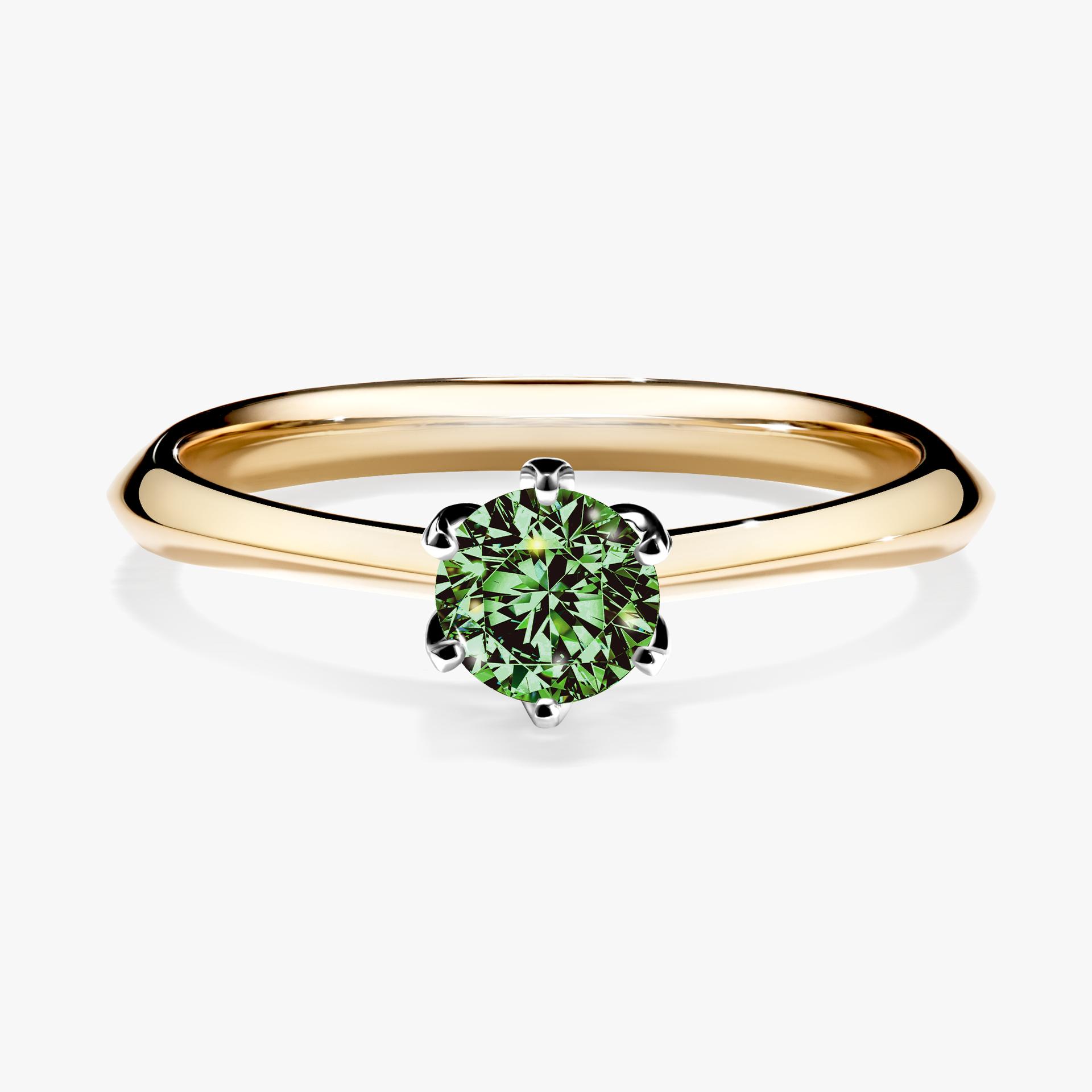 Pierscionek zareczynowy z diamentem zielony_ciemny 030 CT z zoltego zlota my daisy 01
