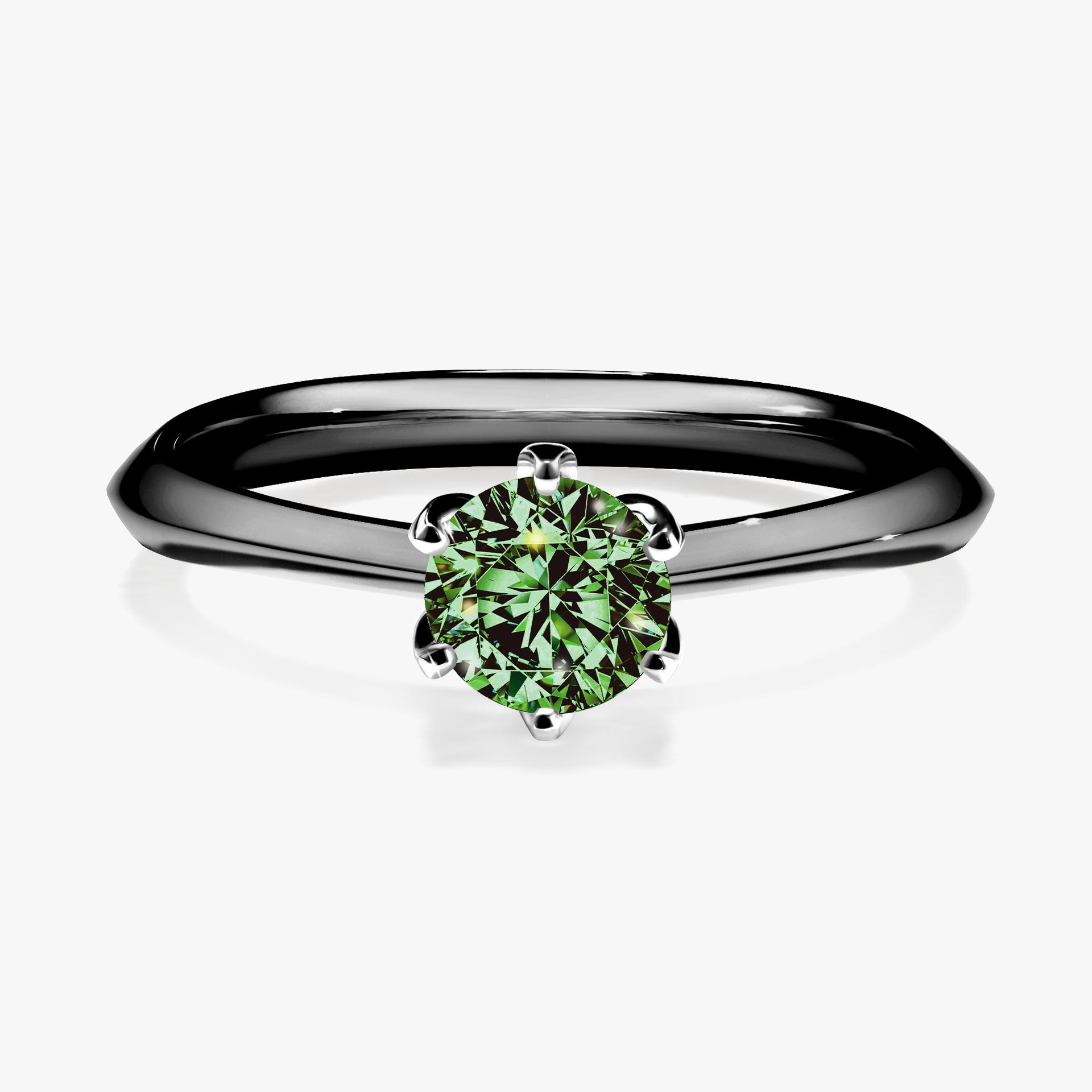 Pierscionek zareczynowy z diamentem zielony_ciemny 050 CT z czarnego zlota my daisy 01