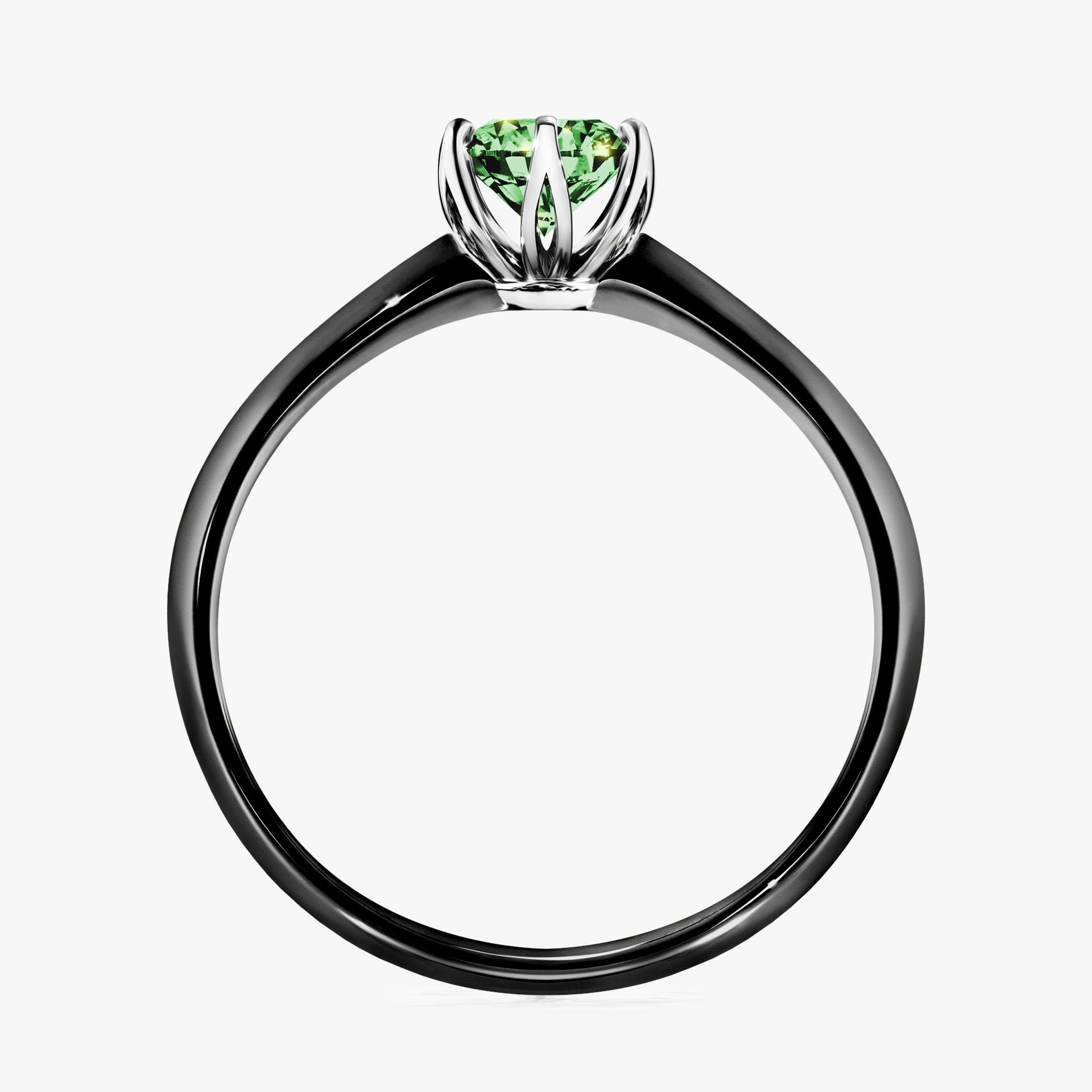 Pierscionek zareczynowy z diamentem zielony_ciemny 050 CT z czarnego zlota my daisy 02