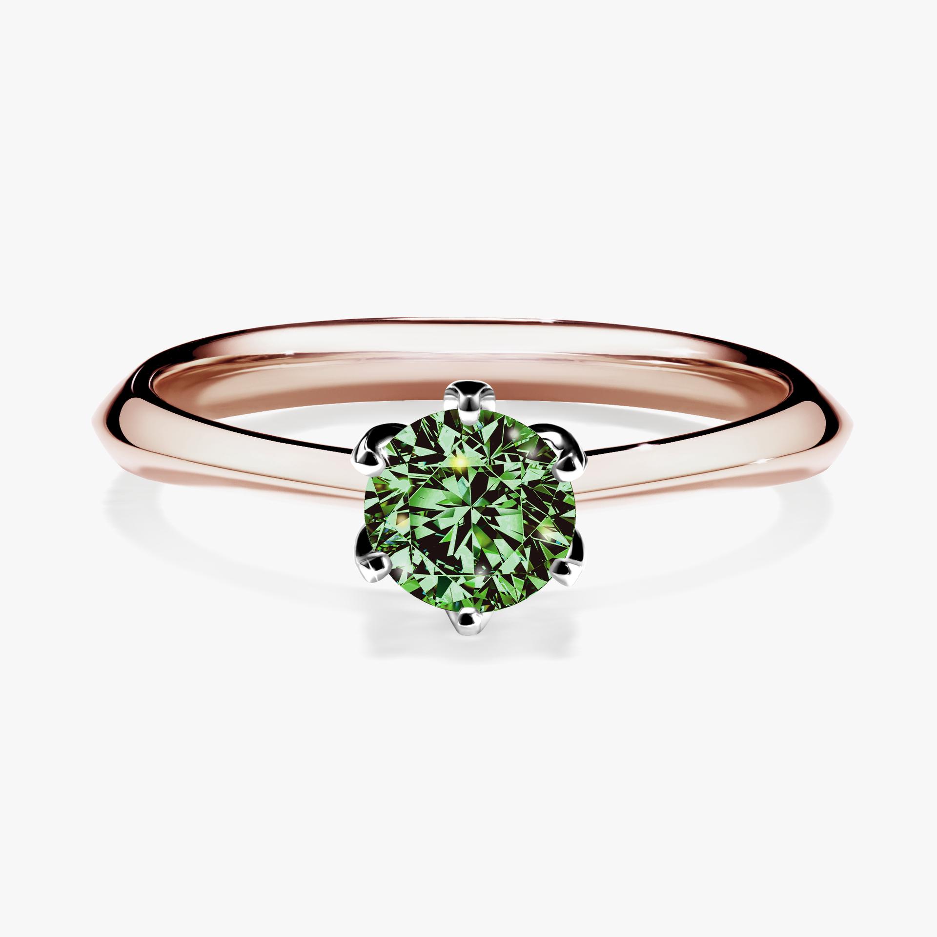 Pierscionek zareczynowy z diamentem zielony_ciemny 050 CT z rozowego zlota my daisy 01