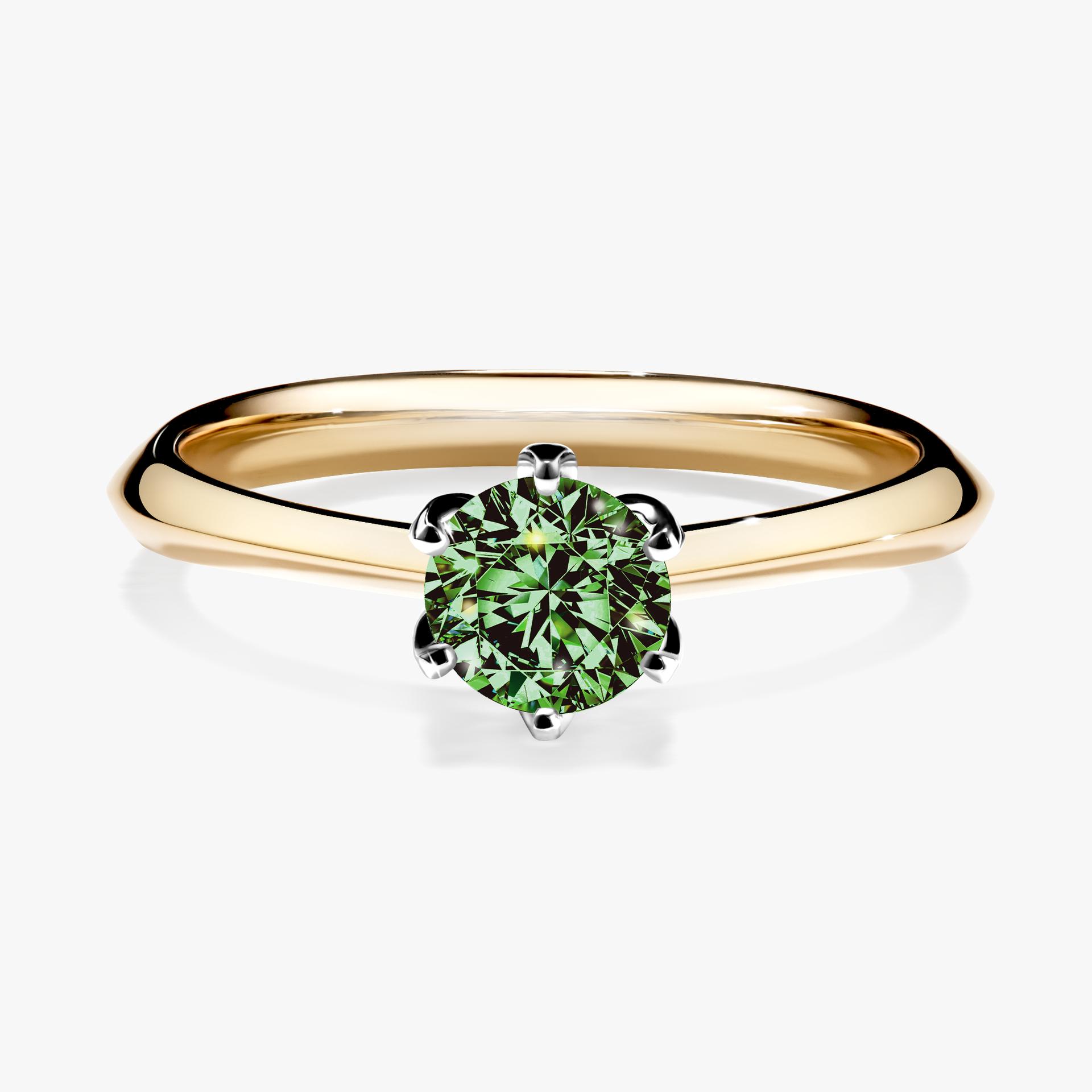 Pierscionek zareczynowy z diamentem zielony_ciemny 050 CT z zoltego zlota my daisy 01