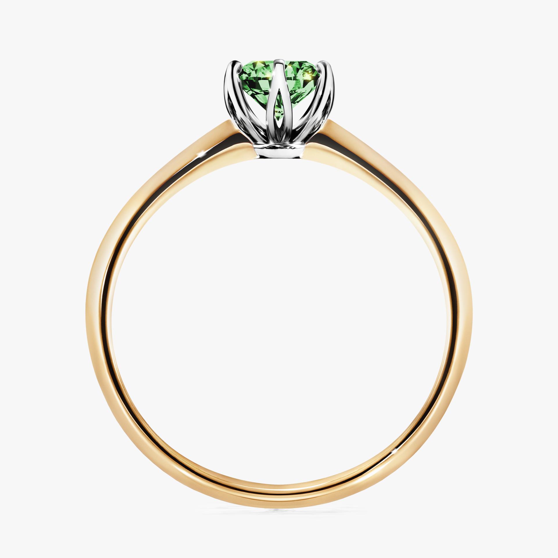 Pierscionek zareczynowy z diamentem zielony_ciemny 050 CT z zoltego zlota my daisy 02