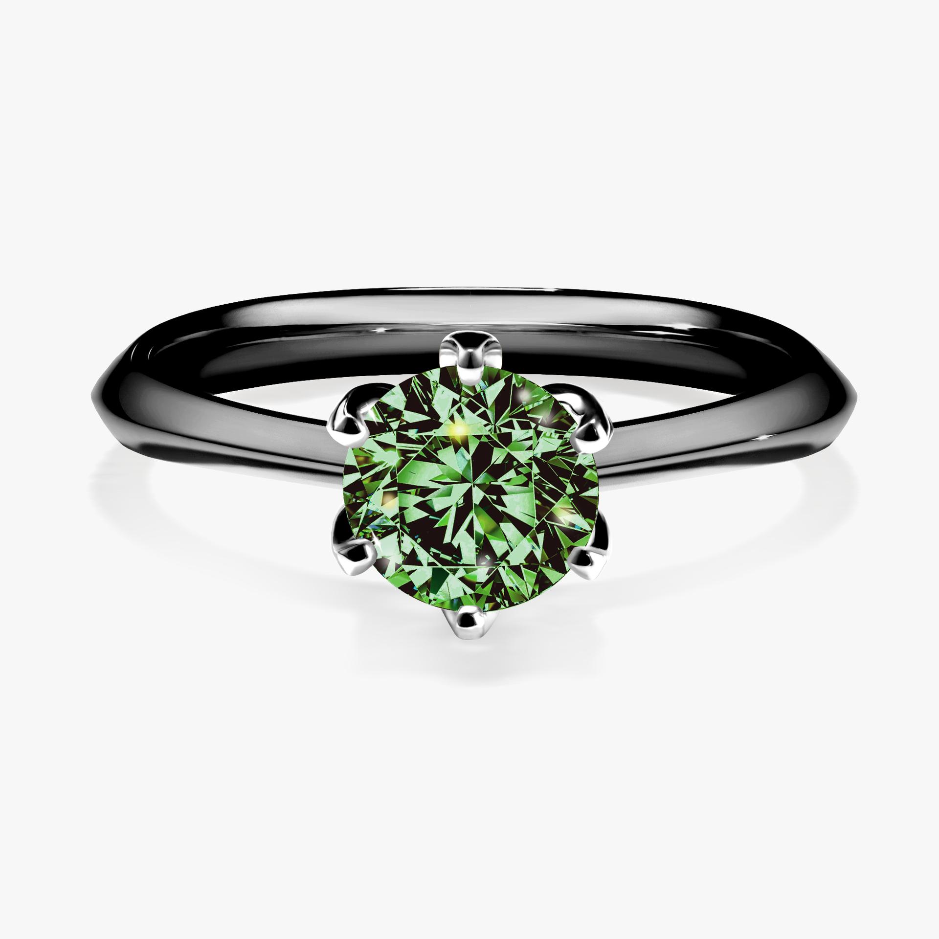 Pierscionek zareczynowy z diamentem zielony_ciemny 080 CT z czarnego zlota my daisy 01