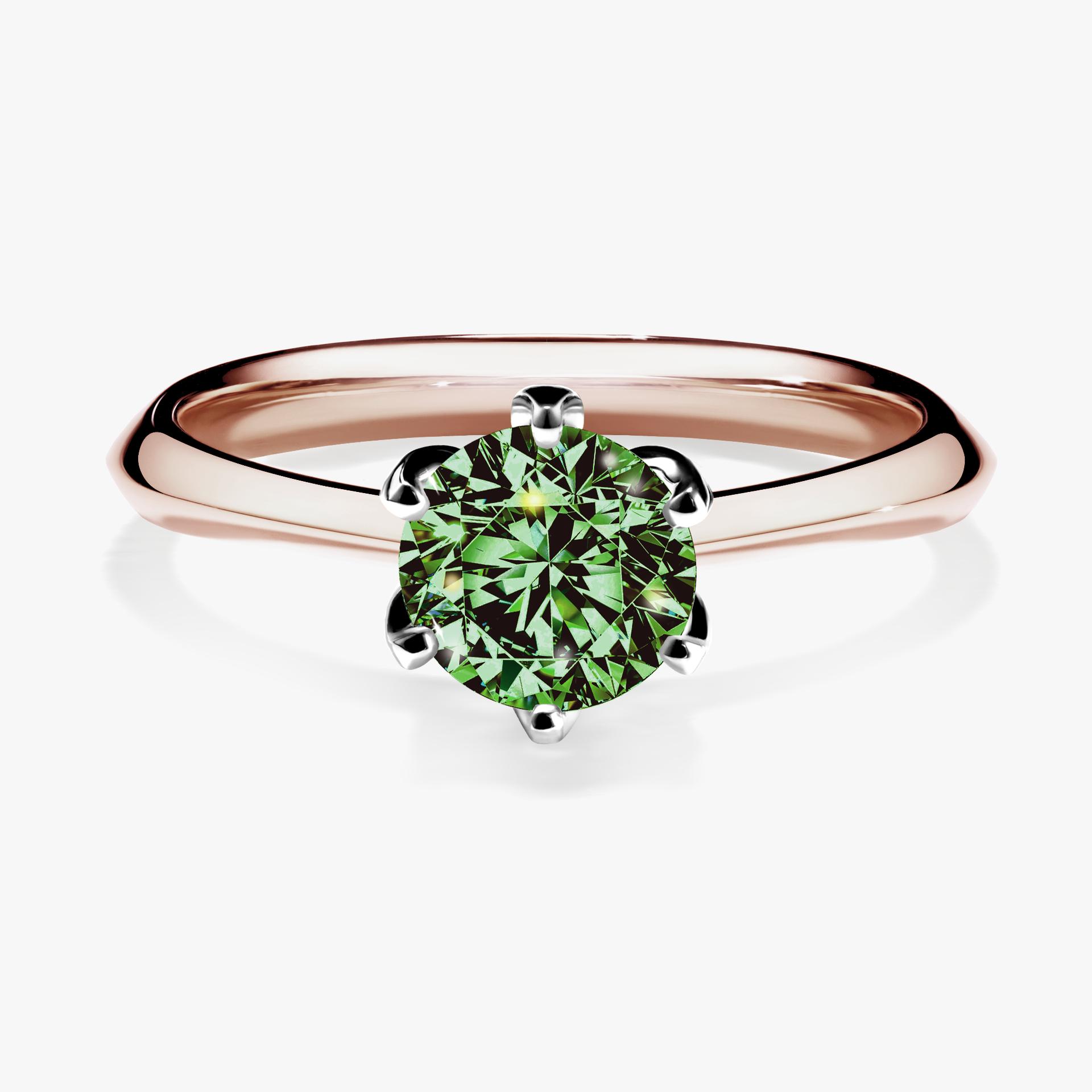 Pierscionek zareczynowy z diamentem zielony_ciemny 080 CT z rozowego zlota my daisy 01
