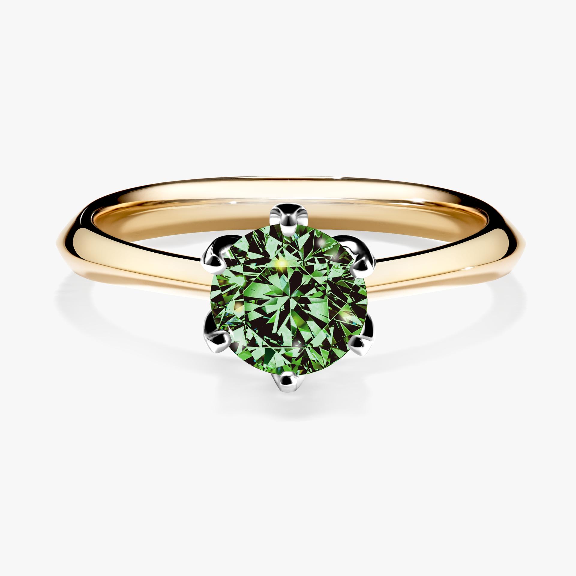 Pierscionek zareczynowy z diamentem zielony_ciemny 080 CT z zoltego zlota my daisy 01
