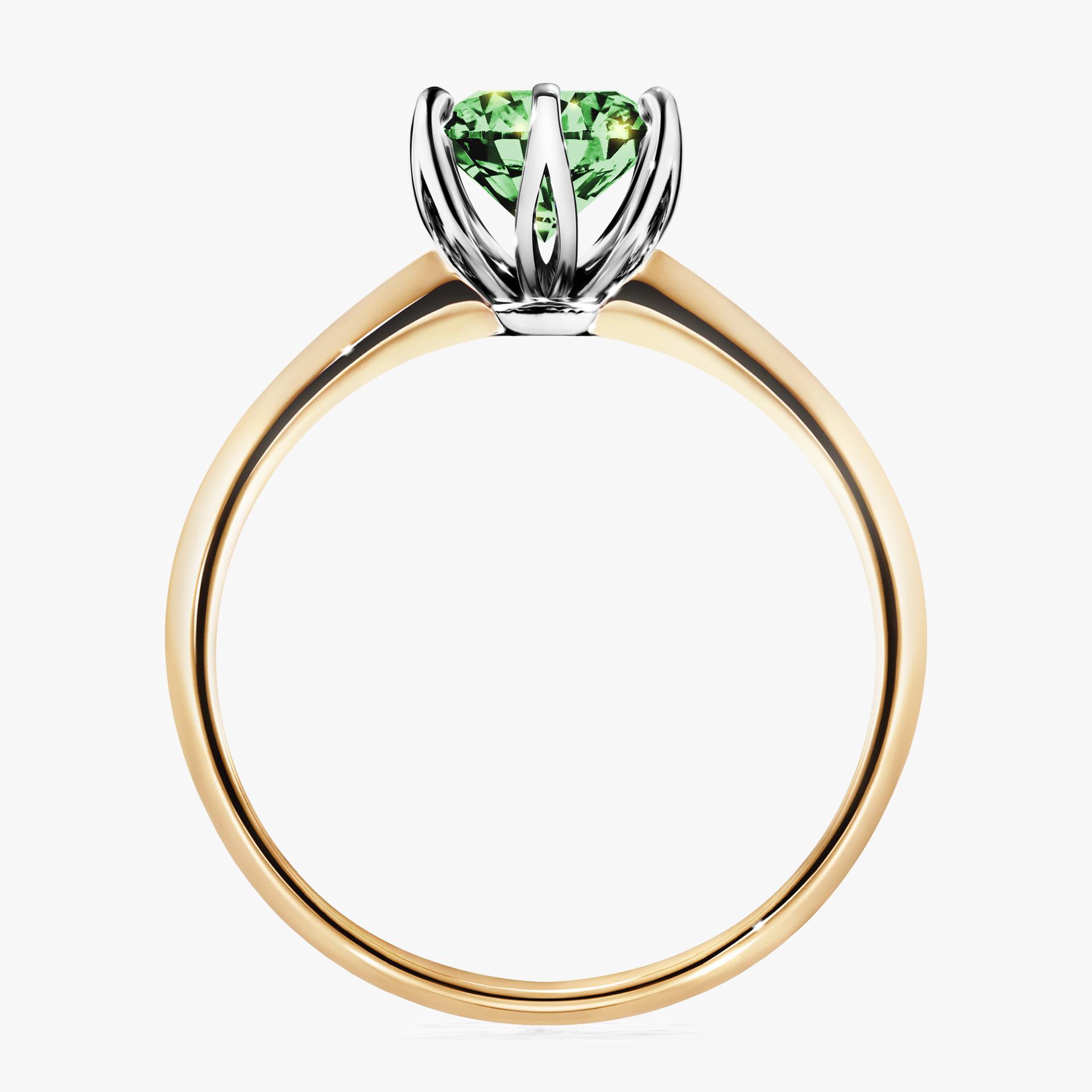 Pierscionek zareczynowy z diamentem zielony_ciemny 100 CT z zoltego zlota my daisy 02