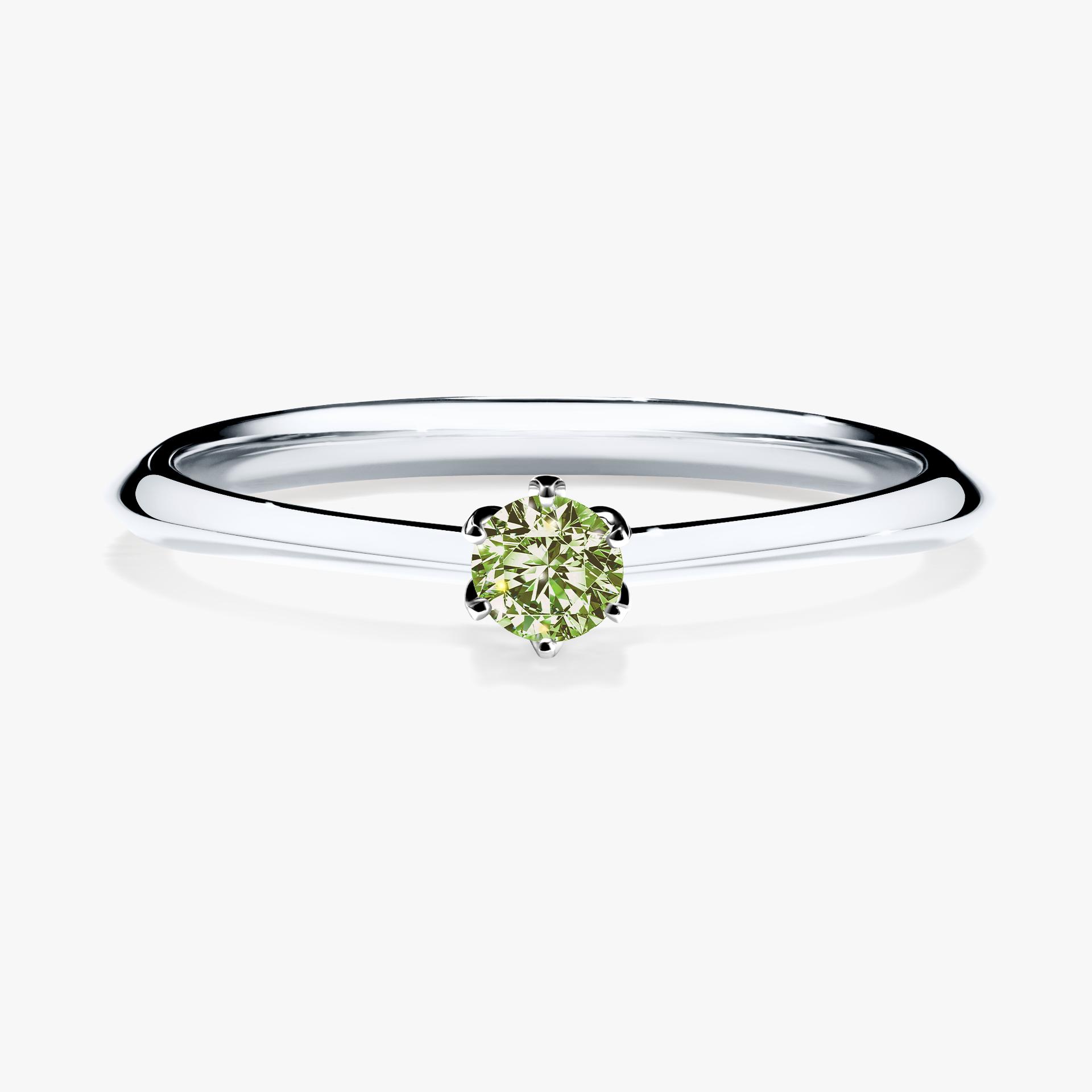 Pierscionek zareczynowy z diamentem zielony_jasny 010 CT z bialego zlota my daisy 01