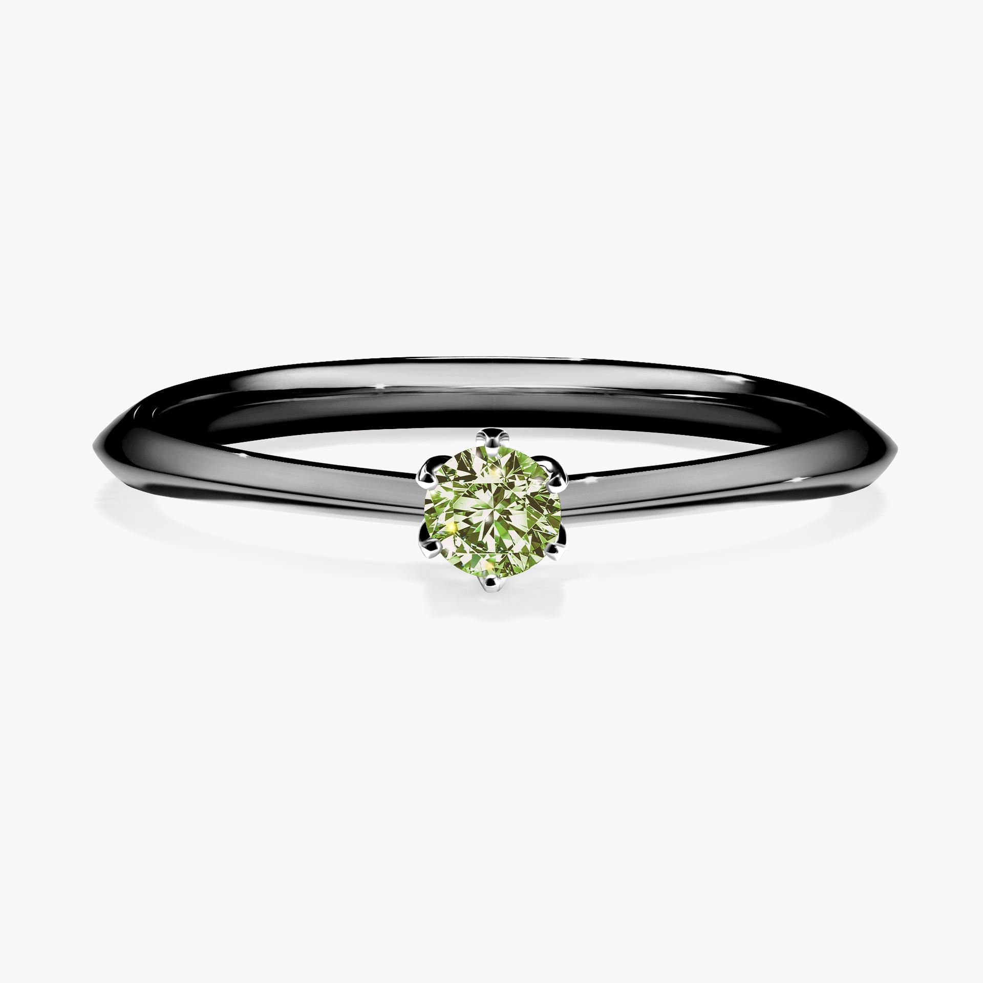 Pierscionek zareczynowy z diamentem zielony_jasny 010 CT z czarnego zlota my daisy 01