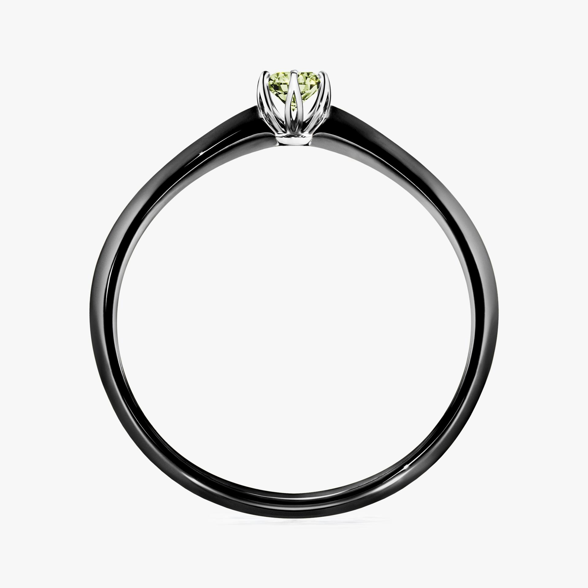 Pierscionek zareczynowy z diamentem zielony_jasny 010 CT z czarnego zlota my daisy 02