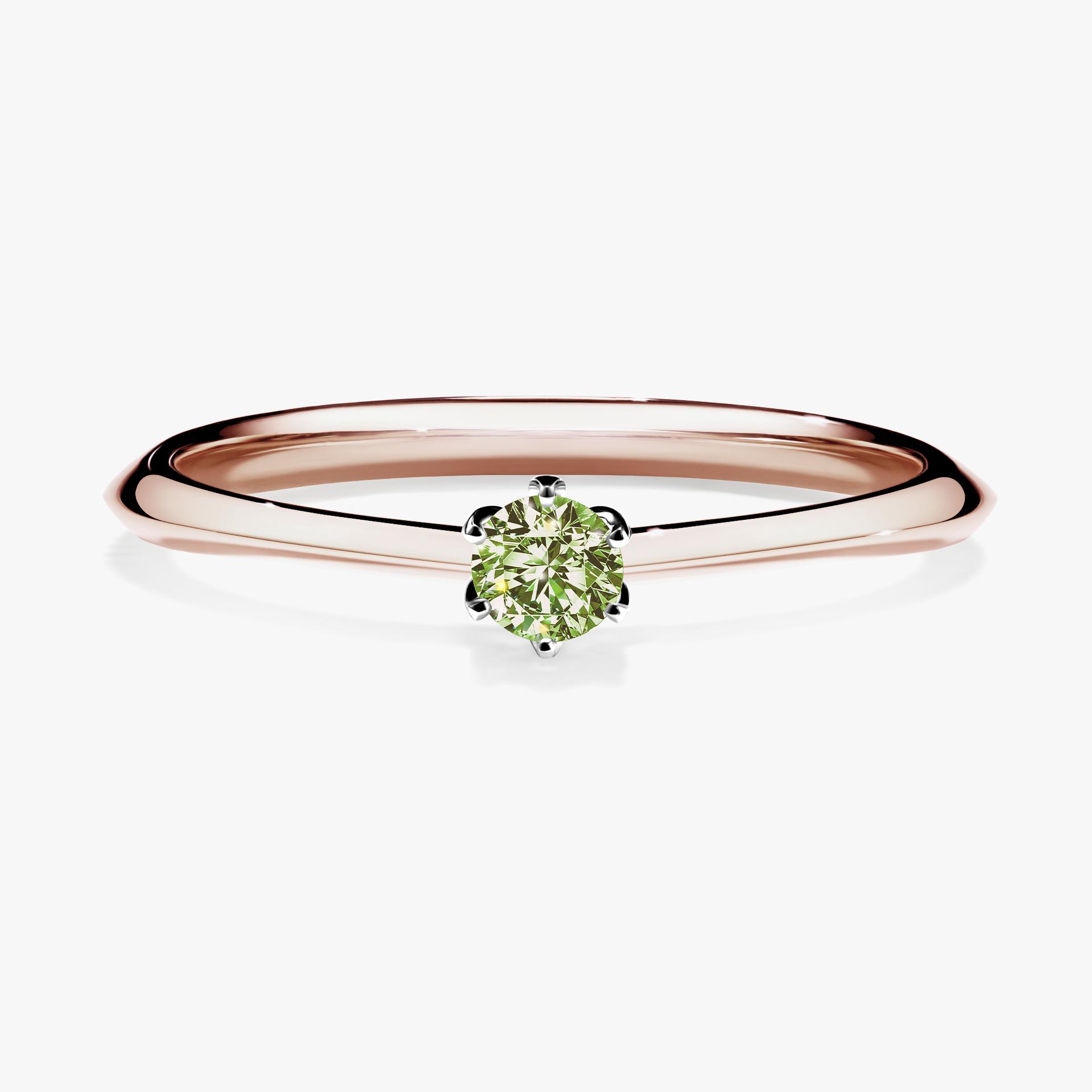 Pierscionek zareczynowy z diamentem zielony_jasny 010 CT z rozowego zlota my daisy 01