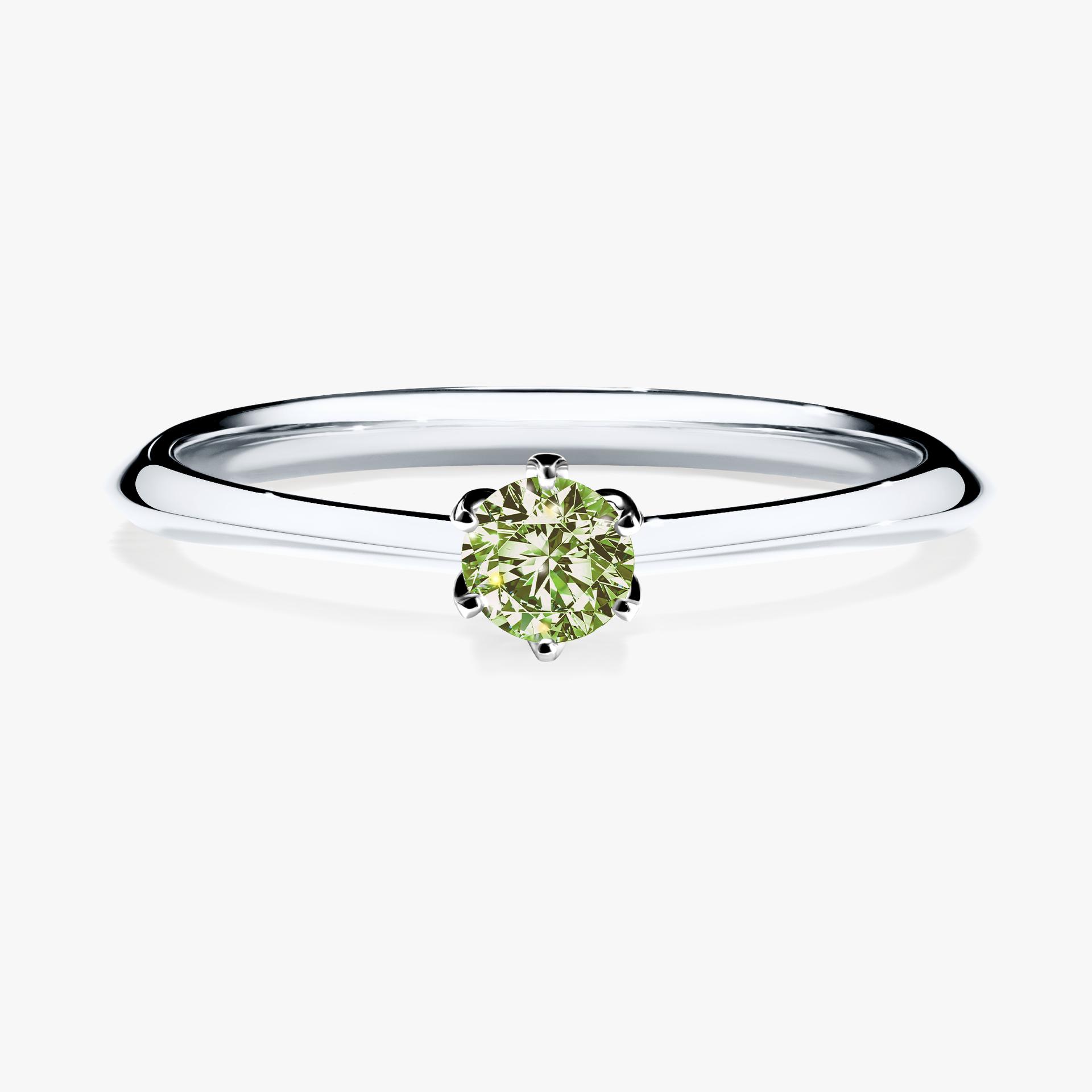 Pierscionek zareczynowy z diamentem zielony_jasny 017 CT z bialego zlota my daisy 01