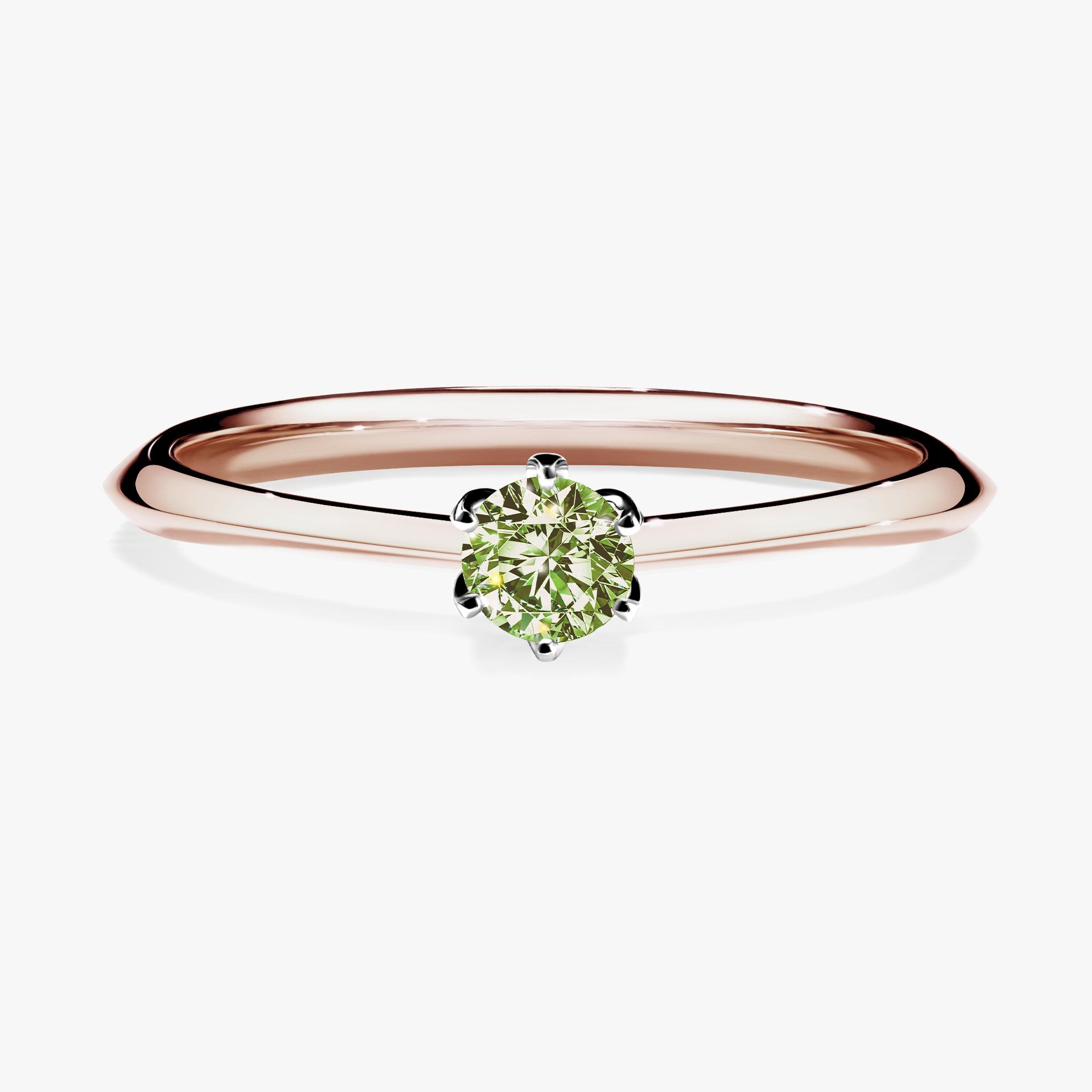 Pierscionek zareczynowy z diamentem zielony_jasny 017 CT z rozowego zlota my daisy 01