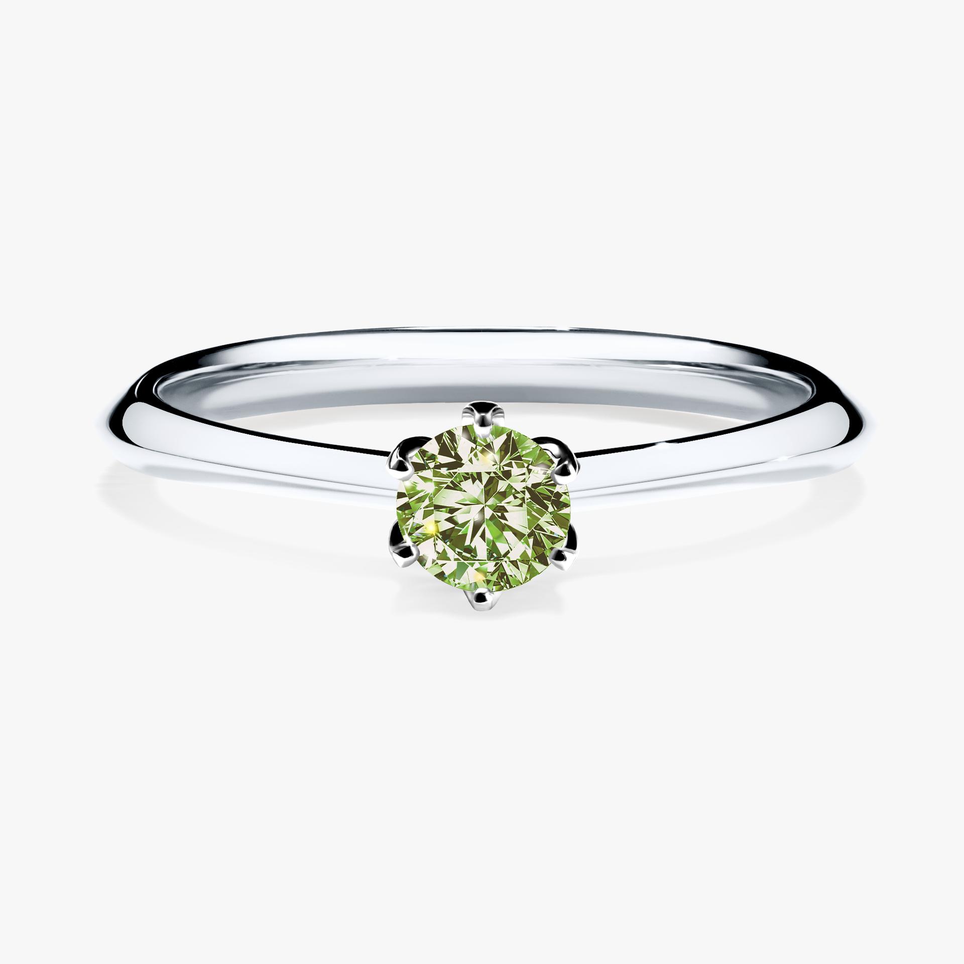 Pierscionek zareczynowy z diamentem zielony_jasny 025 CT z bialego zlota my daisy 01