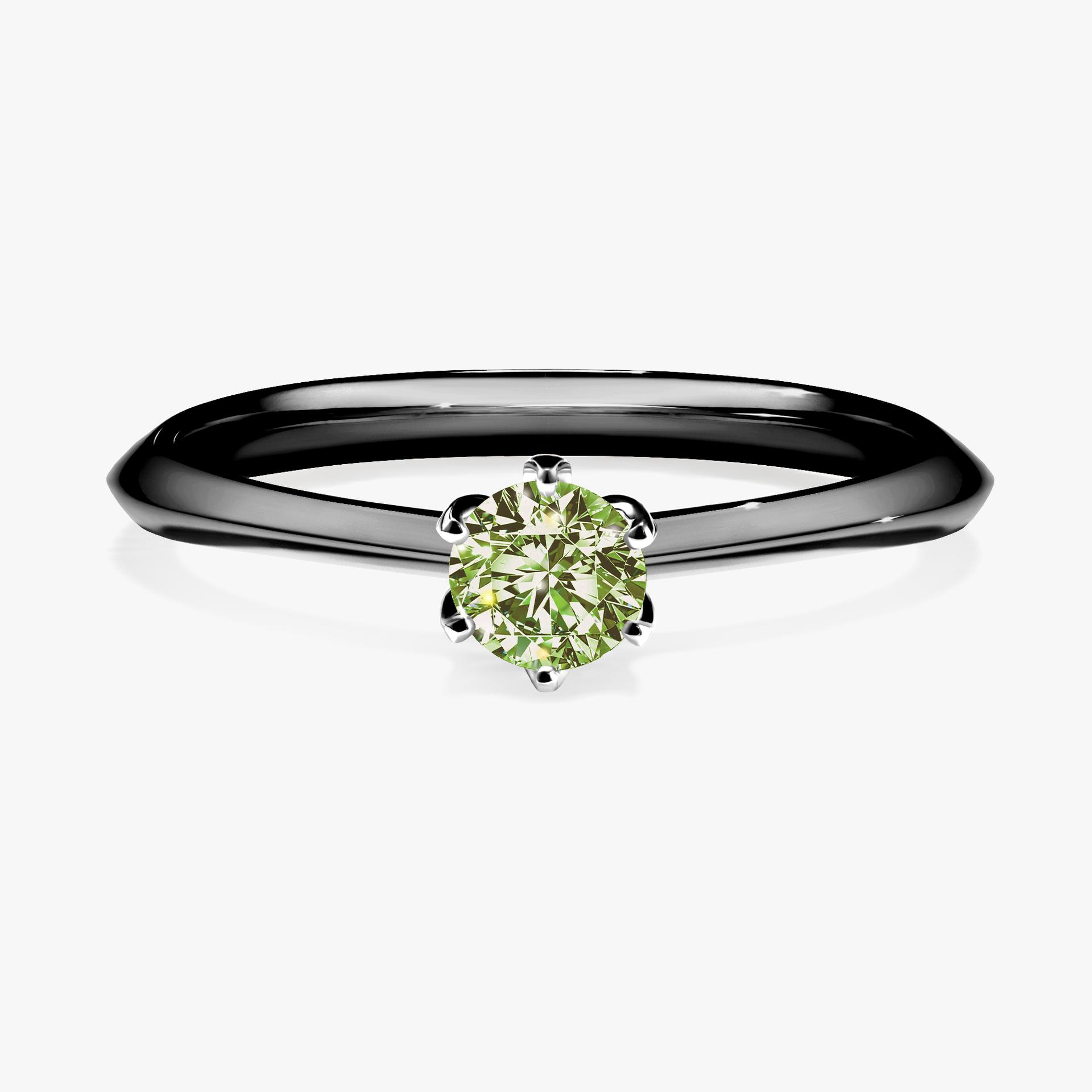 Pierscionek zareczynowy z diamentem zielony_jasny 025 CT z czarnego zlota my daisy 01