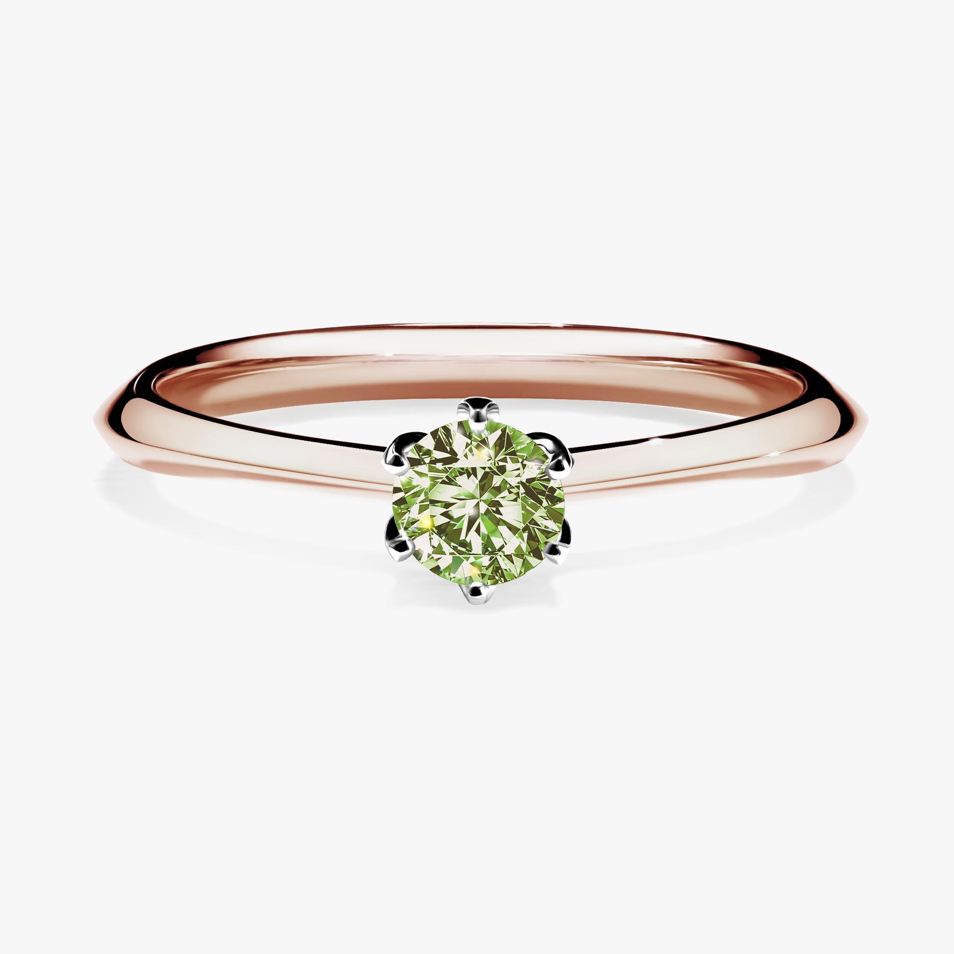 Pierscionek zareczynowy z diamentem zielony_jasny 025 CT z rozowego zlota my daisy 01