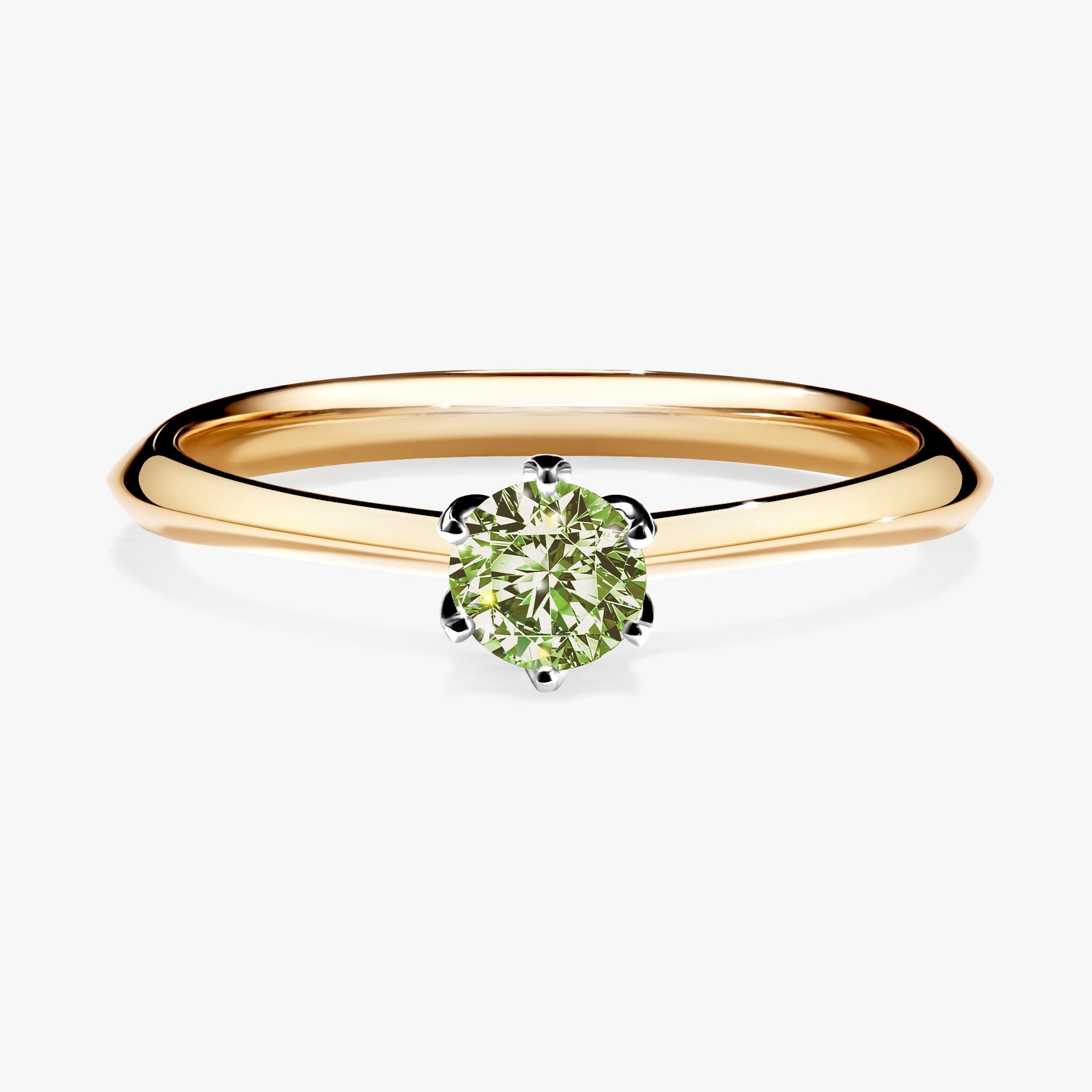 Pierscionek zareczynowy z diamentem zielony_jasny 025 CT z zoltego zlota my daisy 01