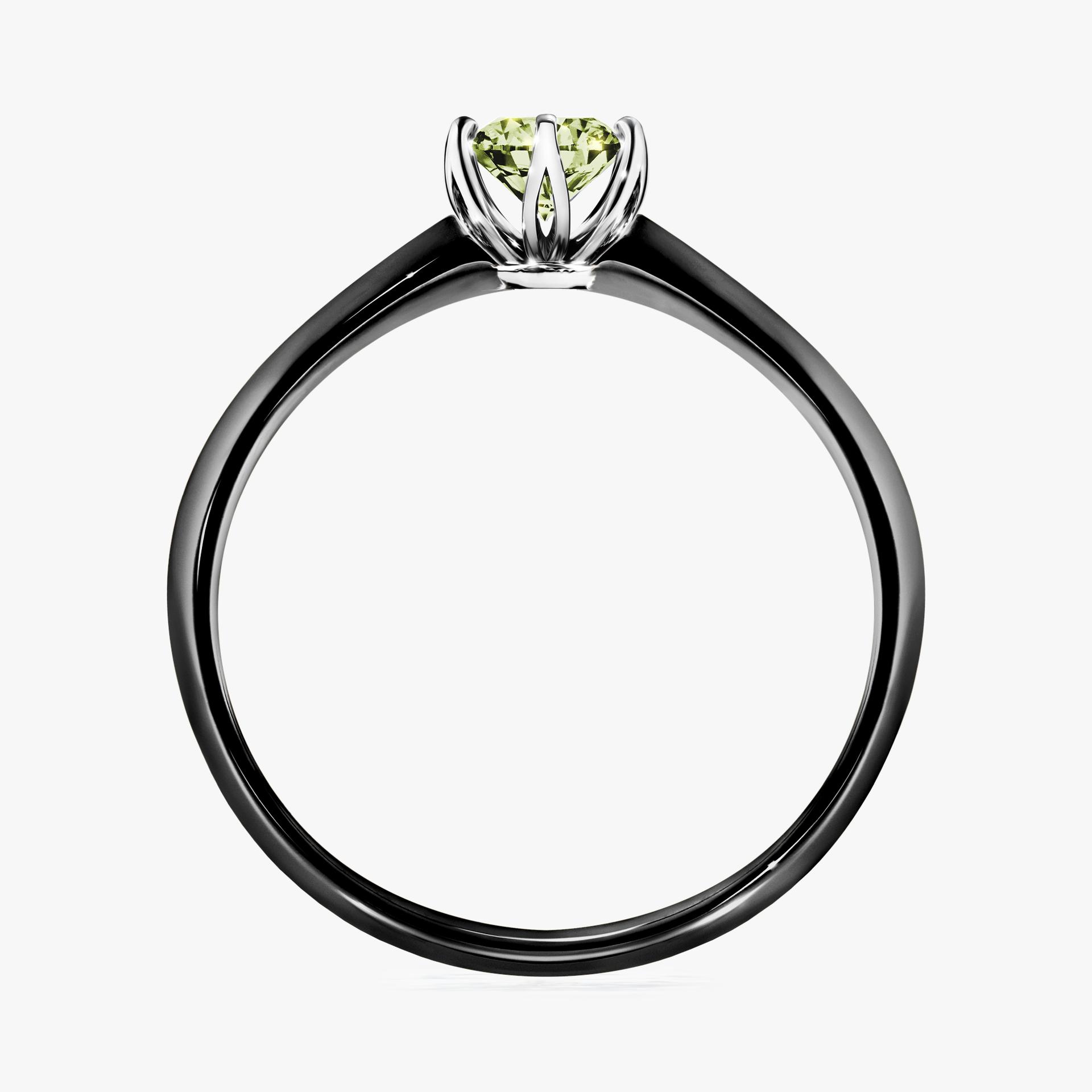 Pierscionek zareczynowy z diamentem zielony_jasny 030 CT z czarnego zlota my daisy 02