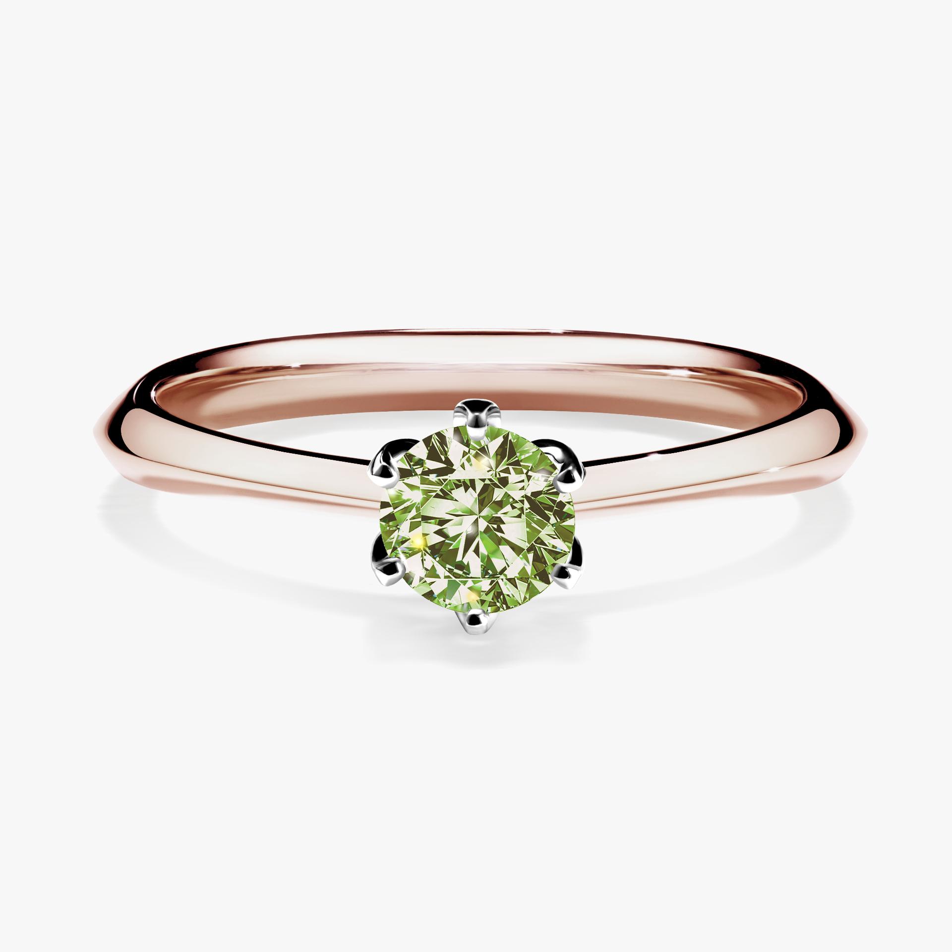 Pierscionek zareczynowy z diamentem zielony_jasny 030 CT z rozowego zlota my daisy 01
