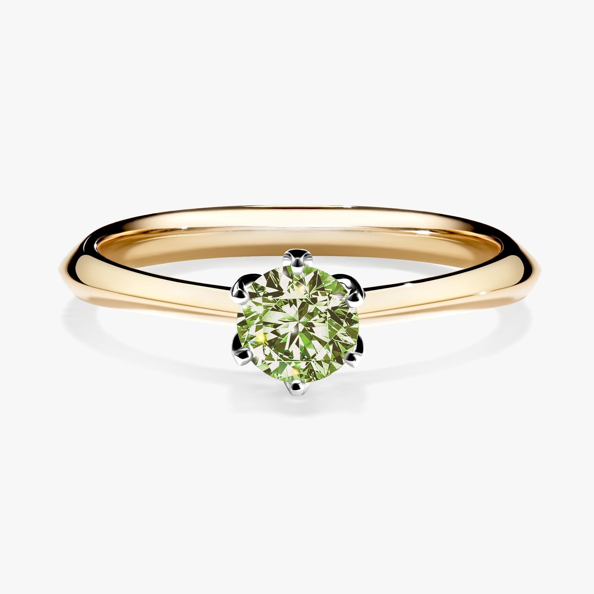 Pierscionek zareczynowy z diamentem zielony_jasny 030 CT z zoltego zlota my daisy 01