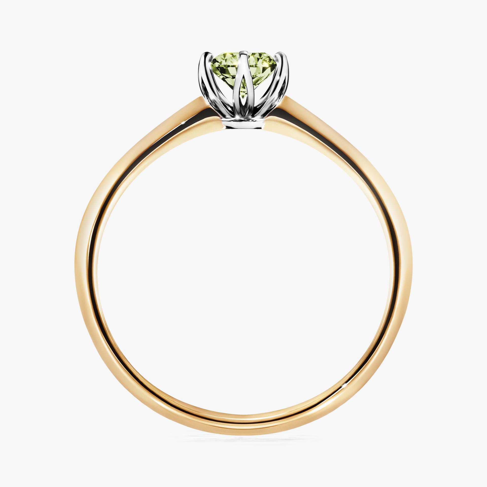Pierscionek zareczynowy z diamentem zielony_jasny 030 CT z zoltego zlota my daisy 02