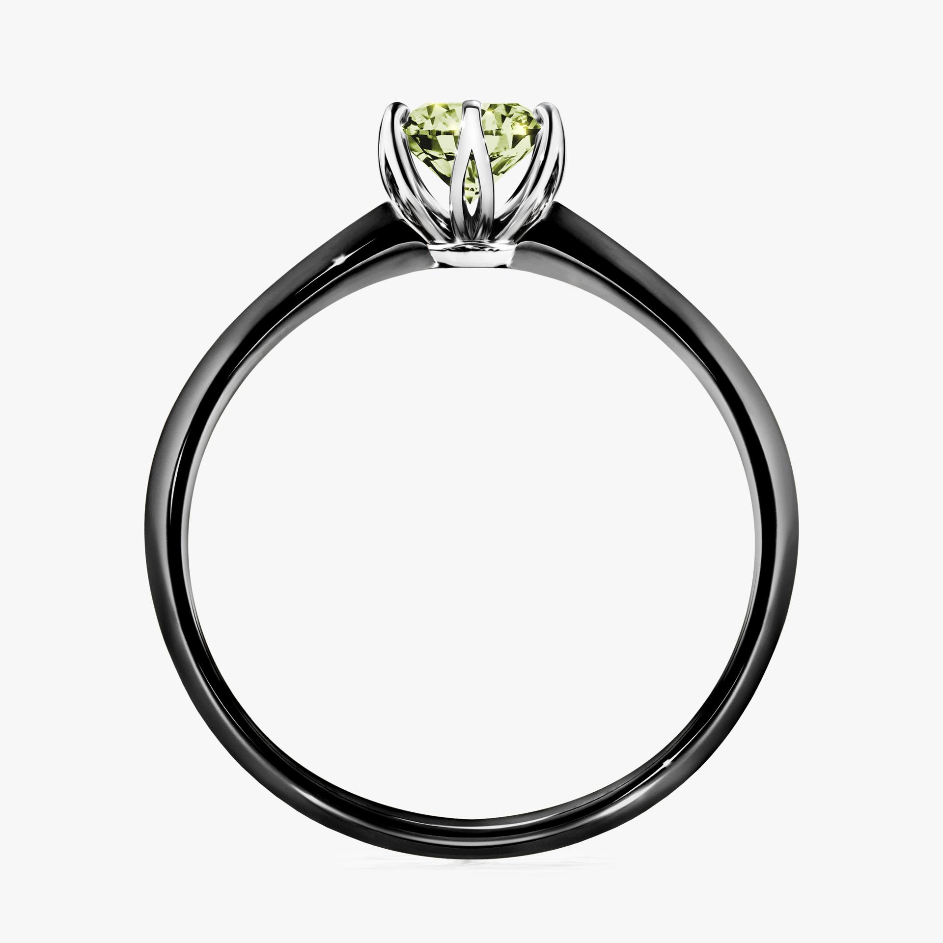 Pierscionek zareczynowy z diamentem zielony_jasny 050 CT z czarnego zlota my daisy 02