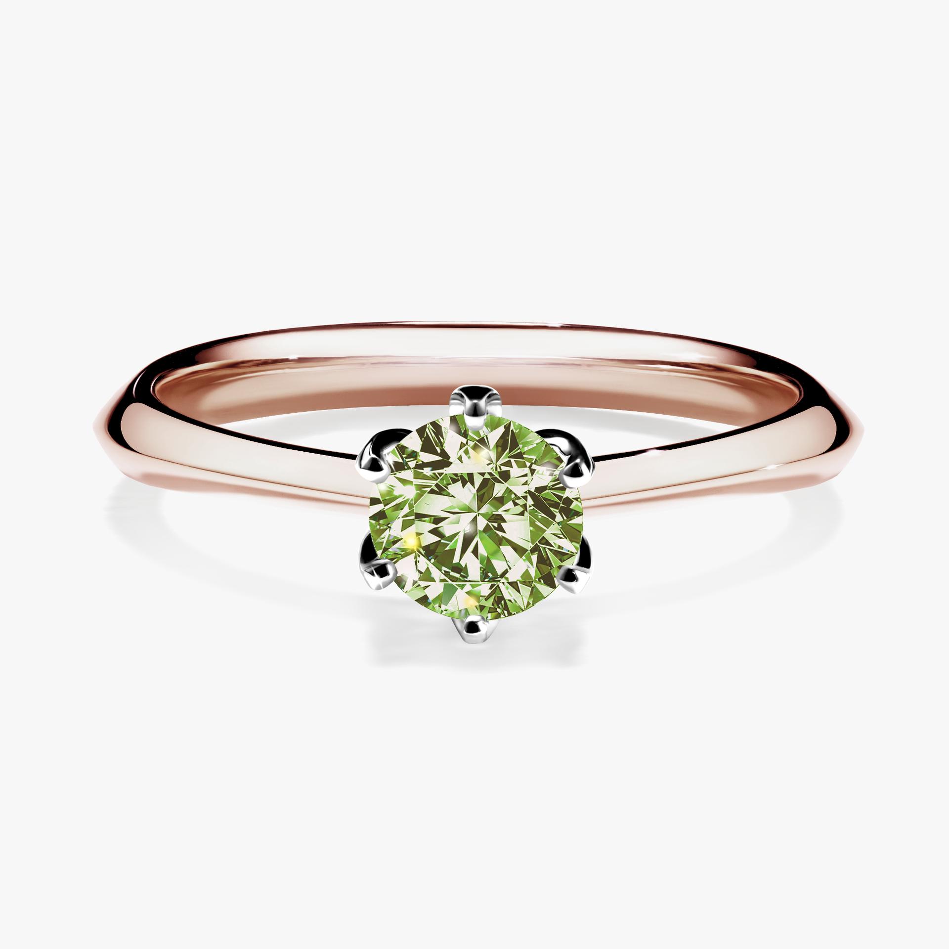 Pierscionek zareczynowy z diamentem zielony_jasny 050 CT z rozowego zlota my daisy 01